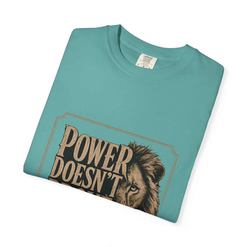 Power Doesn't Prove Itself Lion T-Shirt — Motivational Graphic Tee
