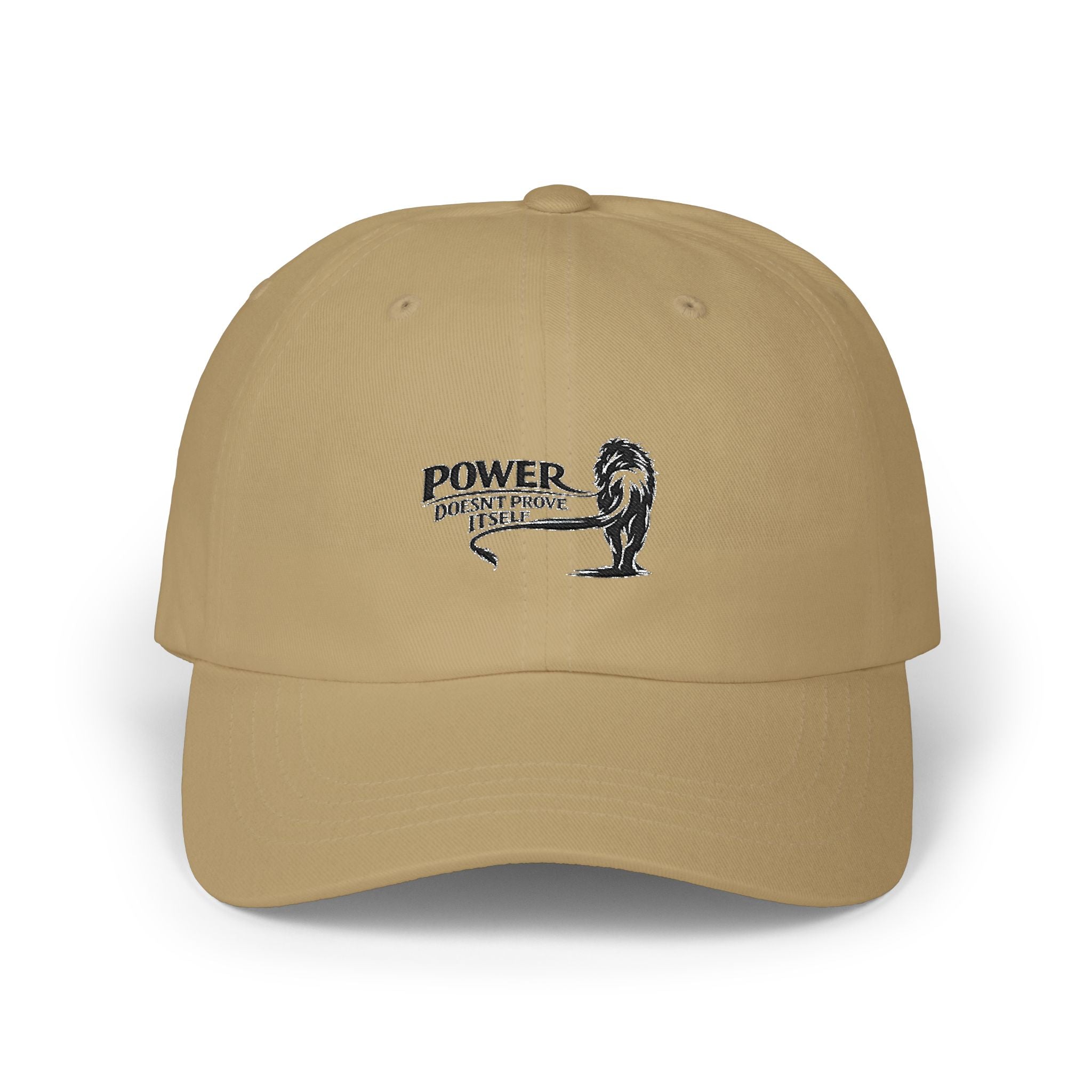 Dad Cap — 'Power Doesn't Prove Strength' Lion Embroidered Hat