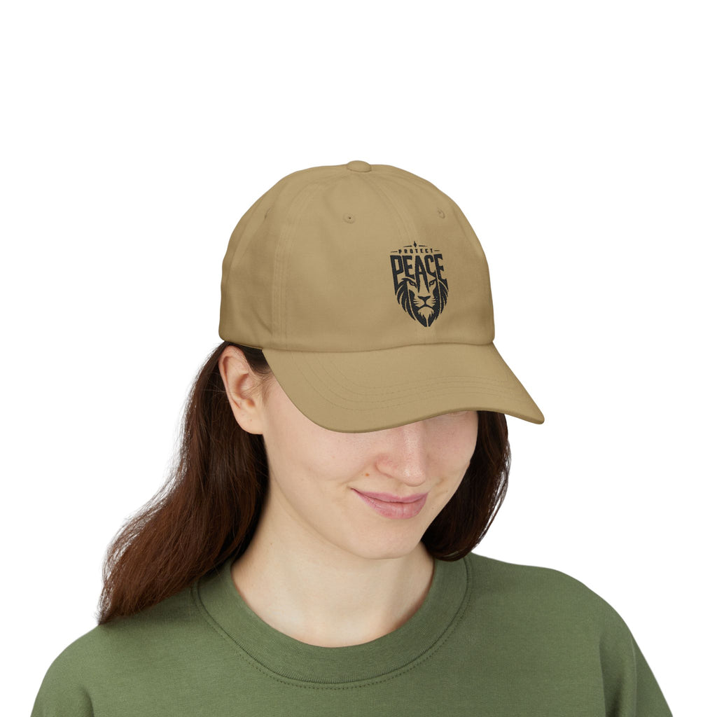 Dad Cap — Lion 'Peace' Shield Embroidered Baseball Hat