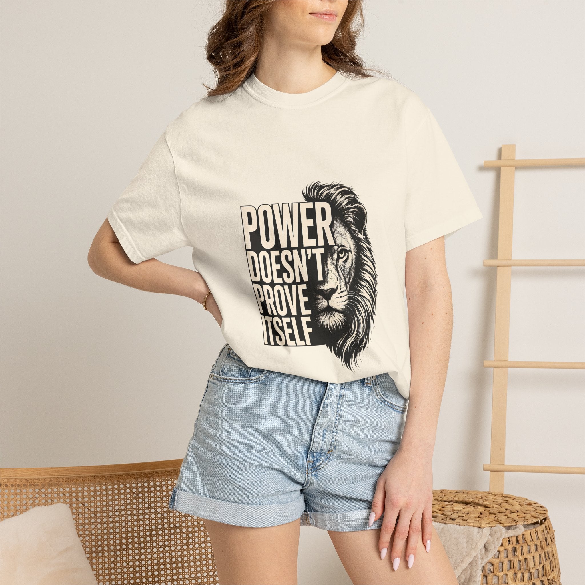 Lion 'Power Doesn't Prove Itself' Graphic T-Shirt
