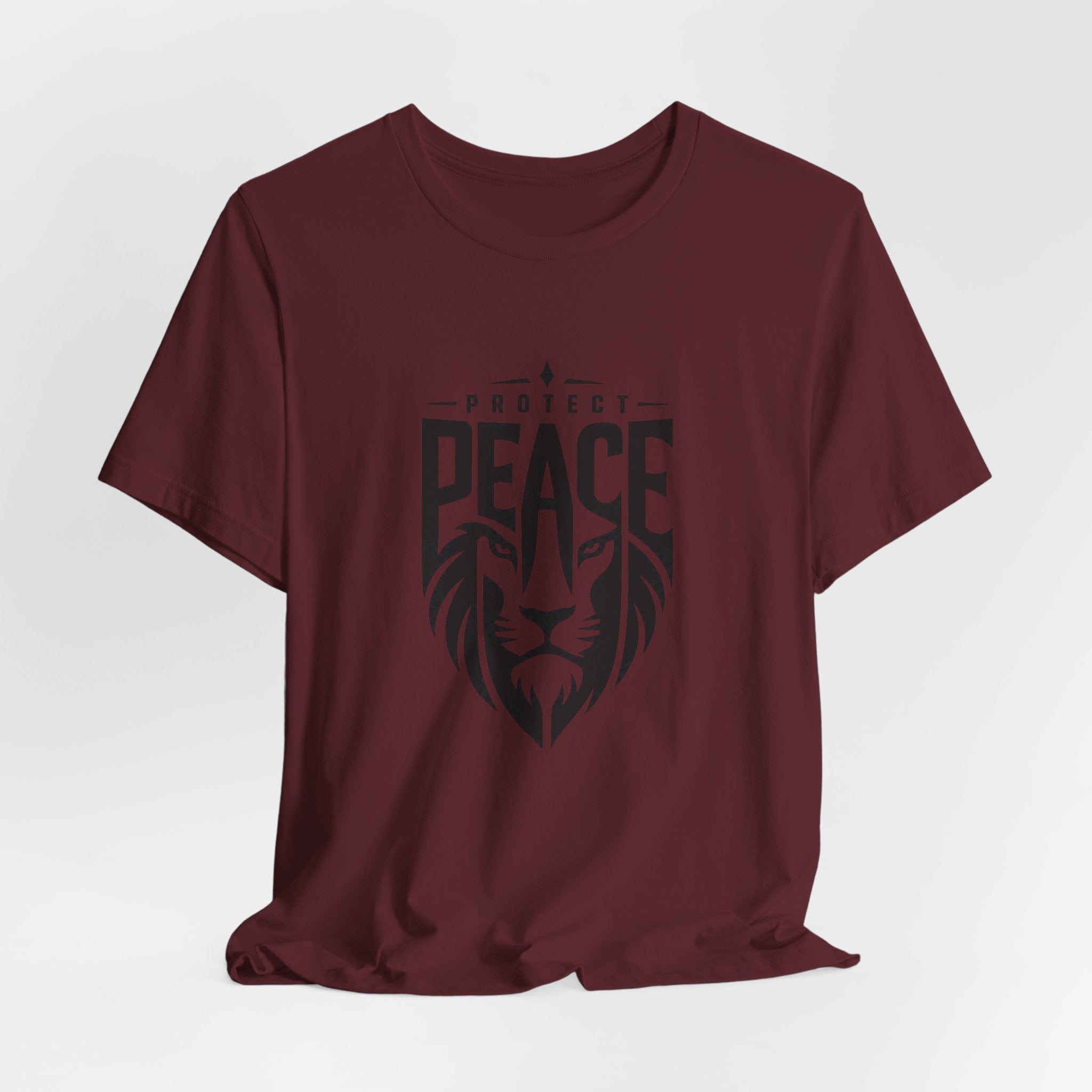 Protect Peace Lion T-Shirt — Graphic Tee with Lion Shield Design