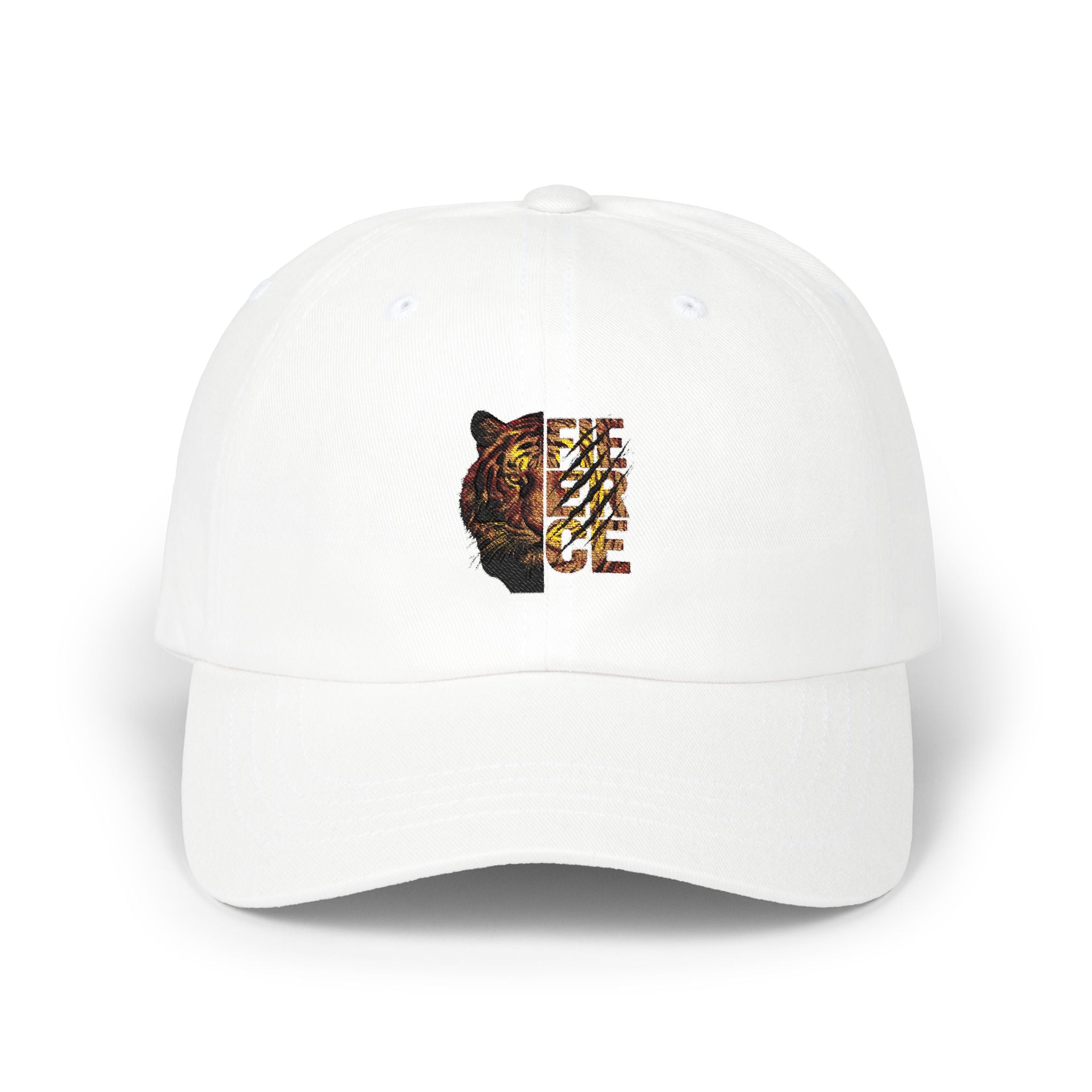 Tiger Half-Face Dad Cap – Embroidered Wildlife Baseball Hat