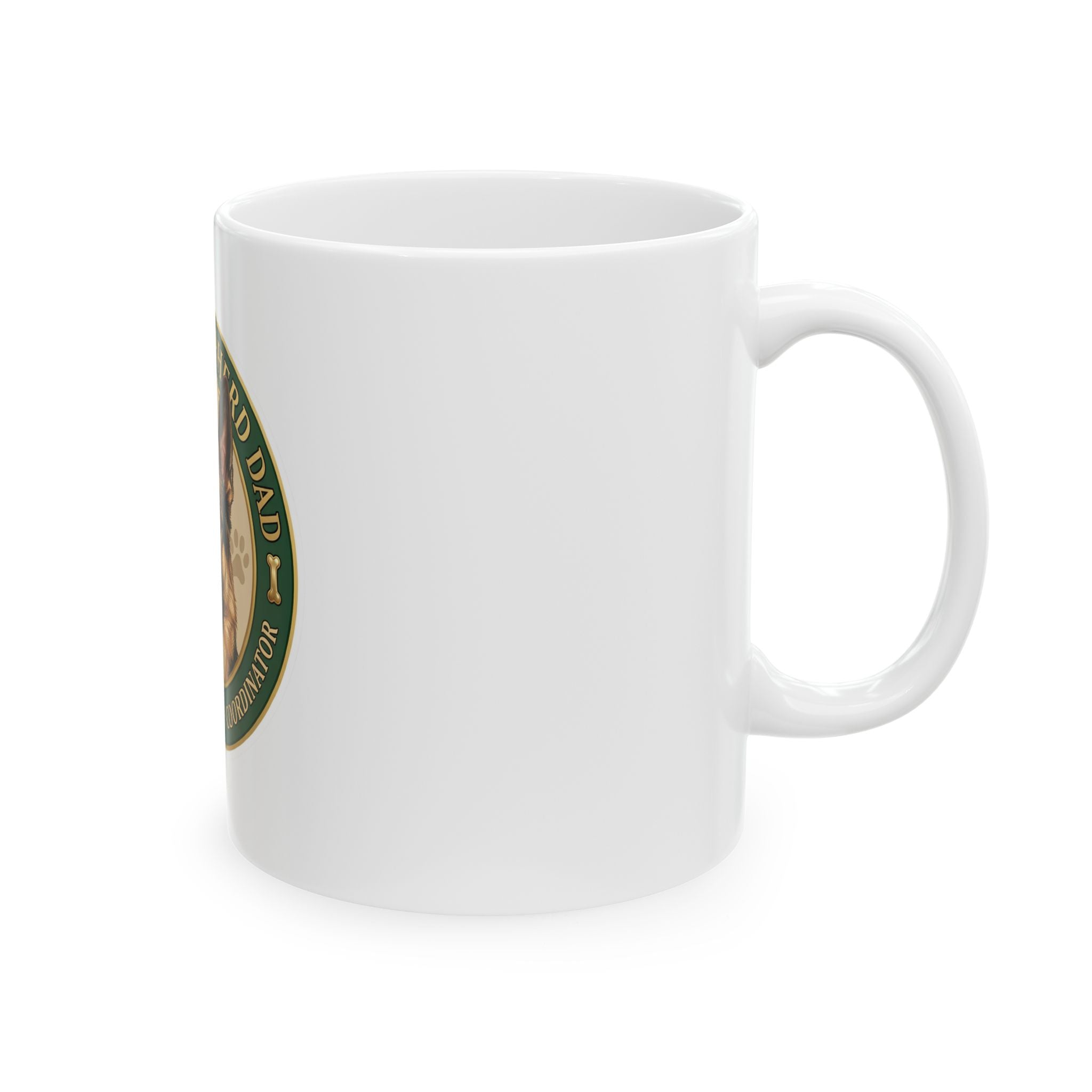 German Shepherd Dad Ceramic Mug — “Fur-Covered Chaos Coordinator” Coffee Cup (11oz/15oz)