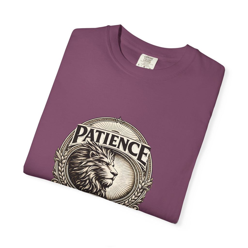 Patience Is Power Lion T-Shirt — Inspirational Vintage Crest Tee