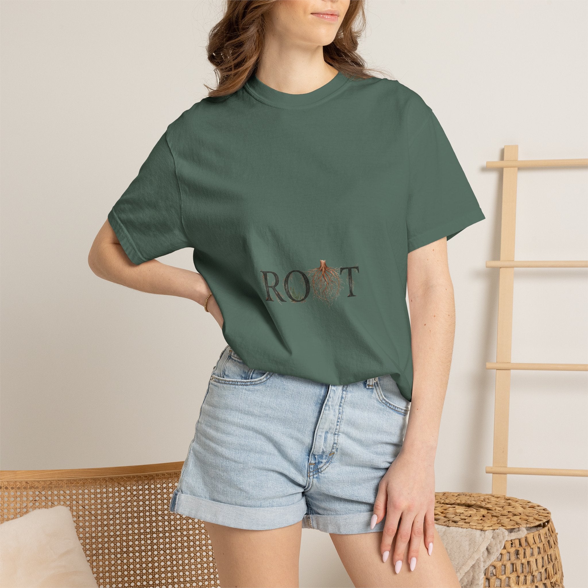 Root Floral Graphic T-Shirt — 'ROOT' Botanical Typography Tee