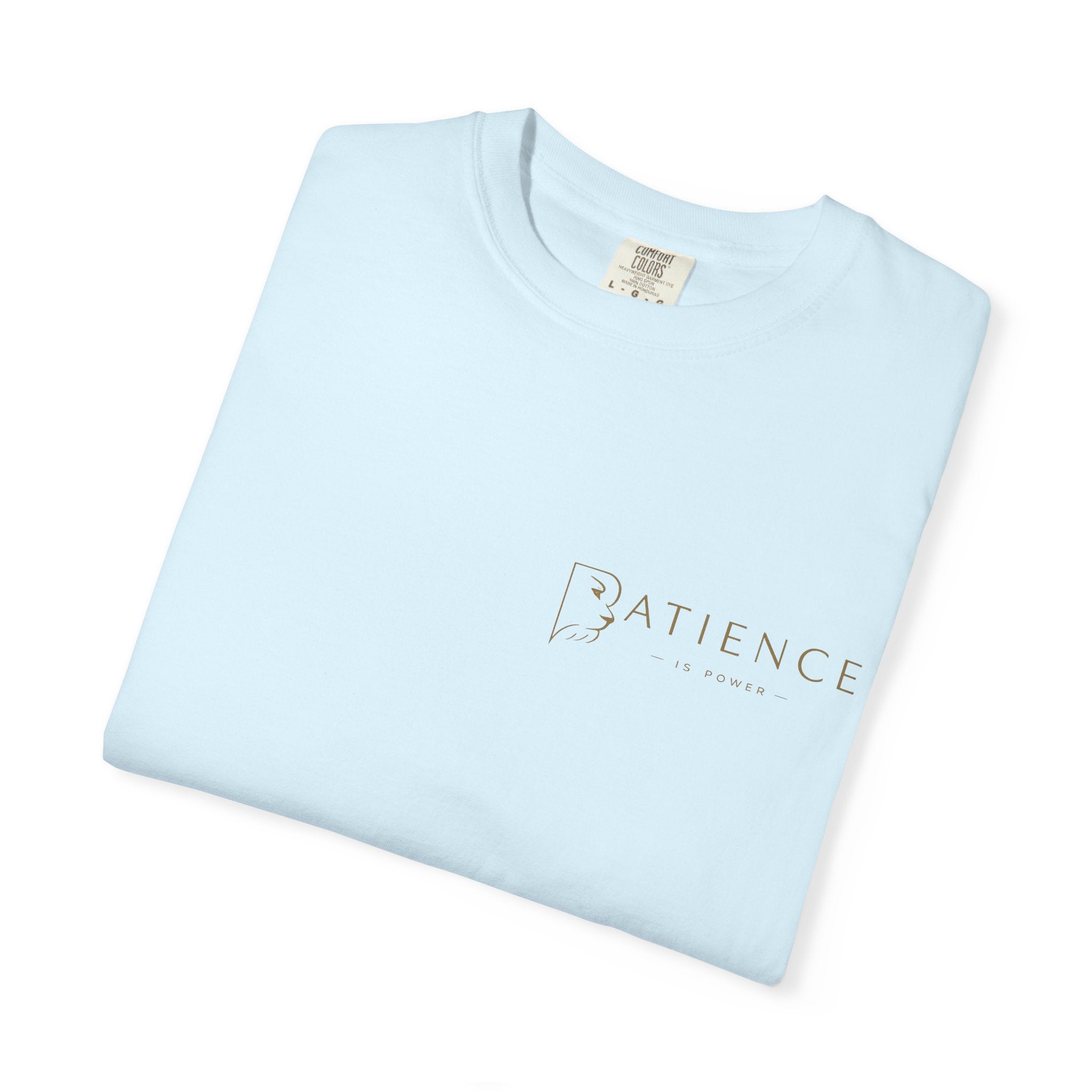 Patience Minimalist Tee — White Inspirational Graphic T-Shirt