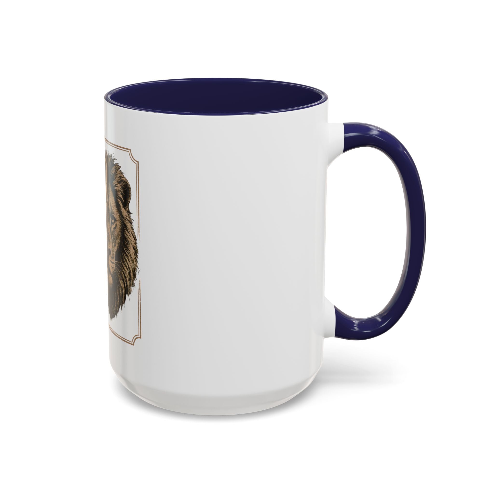 Lion 'Power Doesn't Prove Itself' Accent Coffee Mug — Motivational Animal Quote