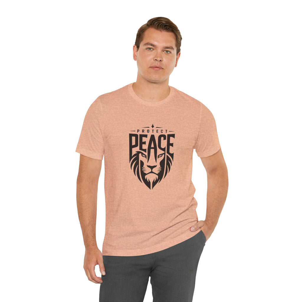 Protect Peace Lion T-Shirt — Graphic Tee with Lion Shield Design