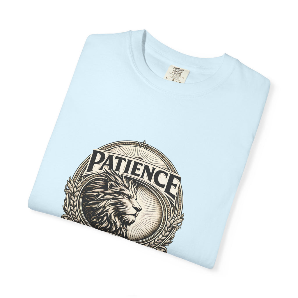 Patience Is Power Lion T-Shirt — Inspirational Vintage Crest Tee