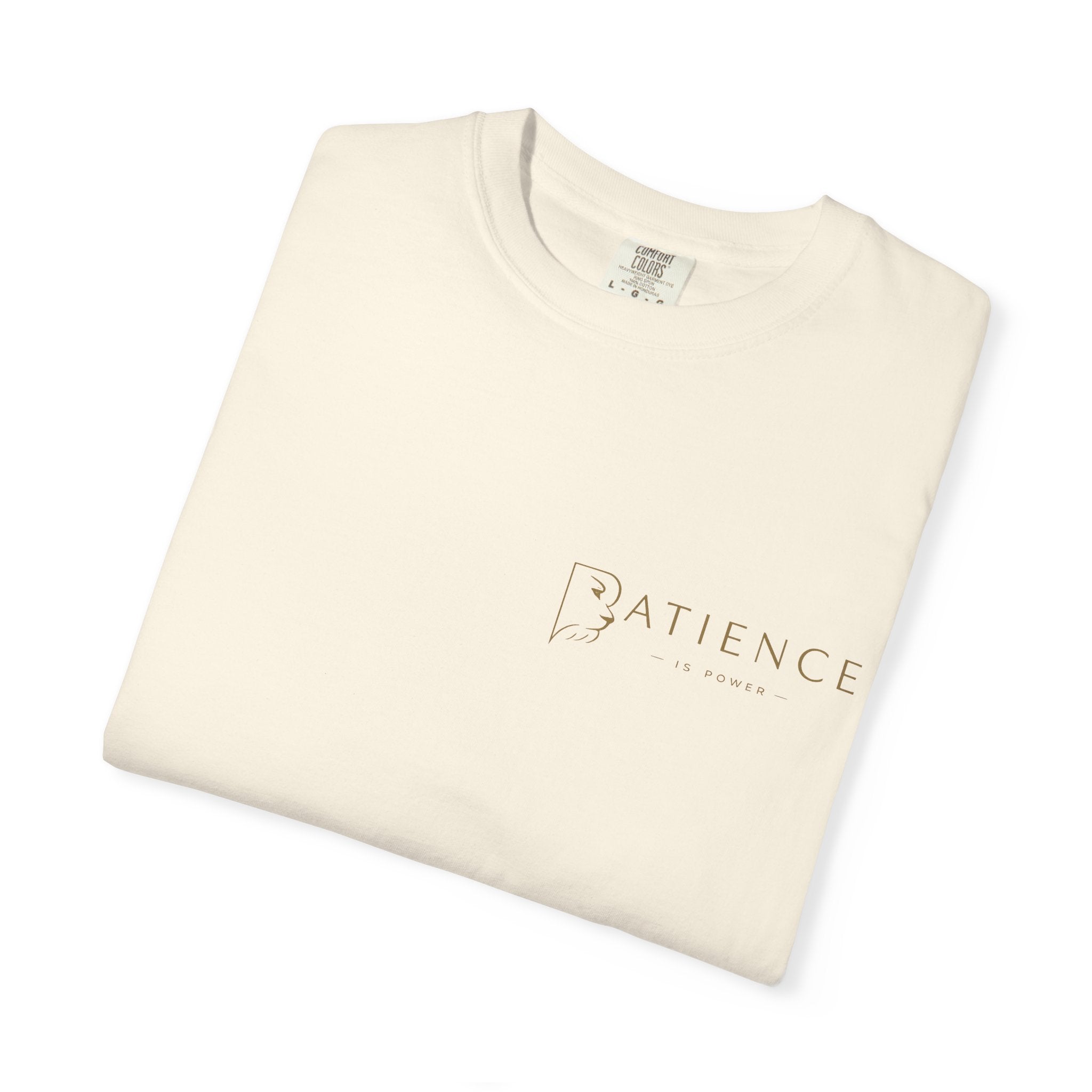Patience Minimalist Tee — White Inspirational Graphic T-Shirt