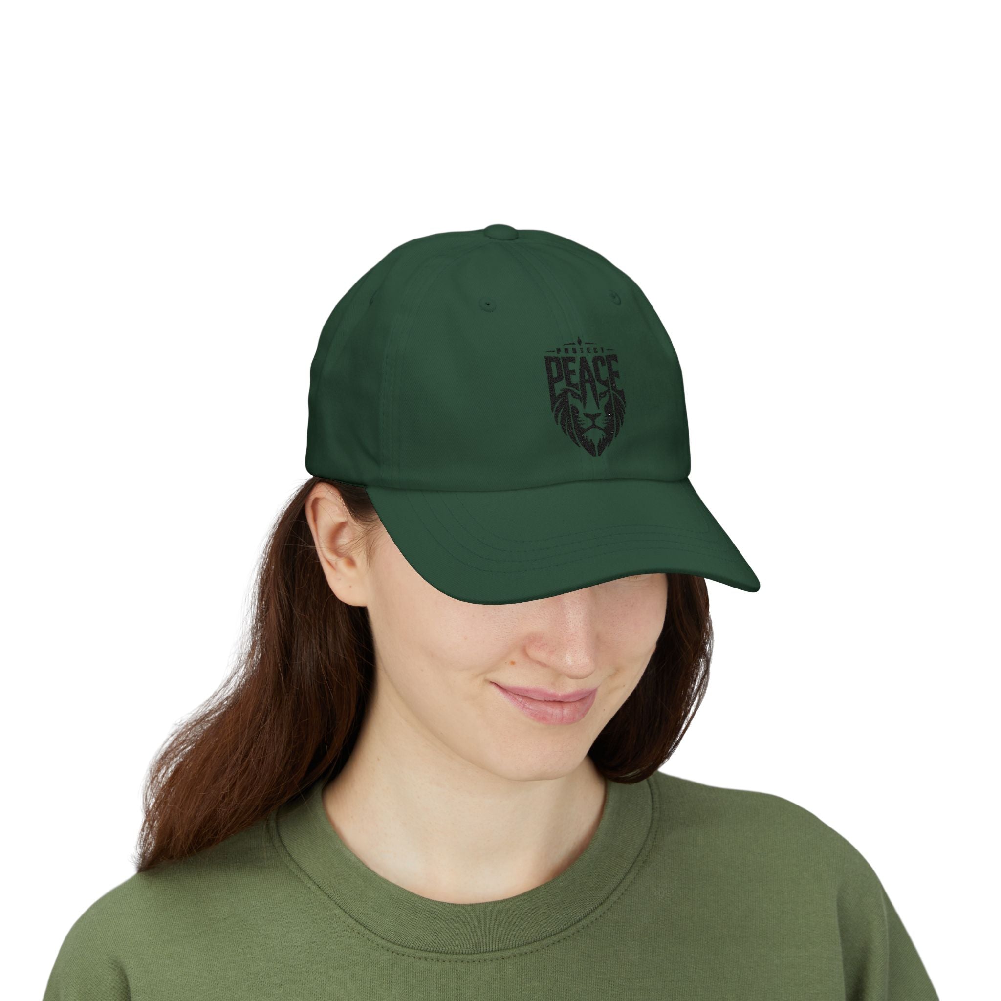 Dad Cap — Lion 'Peace' Shield Embroidered Baseball Hat