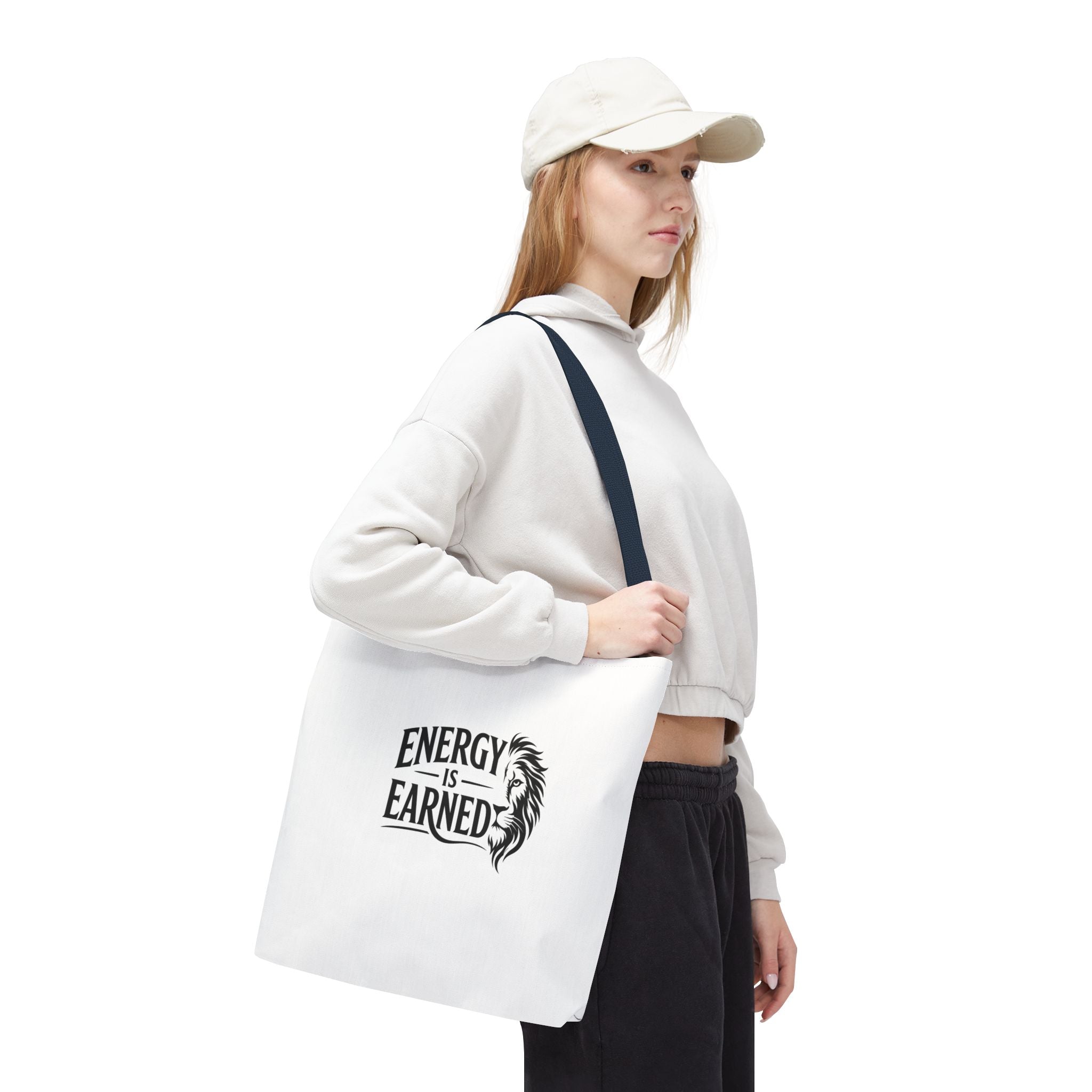 Energy Is Earned Tote Bag - Motivational Gym & Fitness Canvas Tote