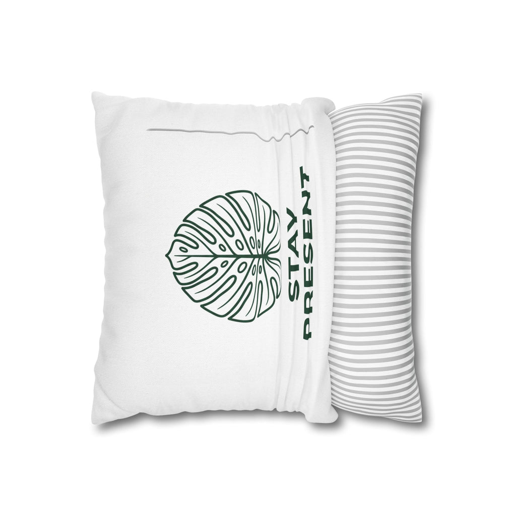Stay Present Monstera Pillow - Minimalist Decorative Throw Pillow