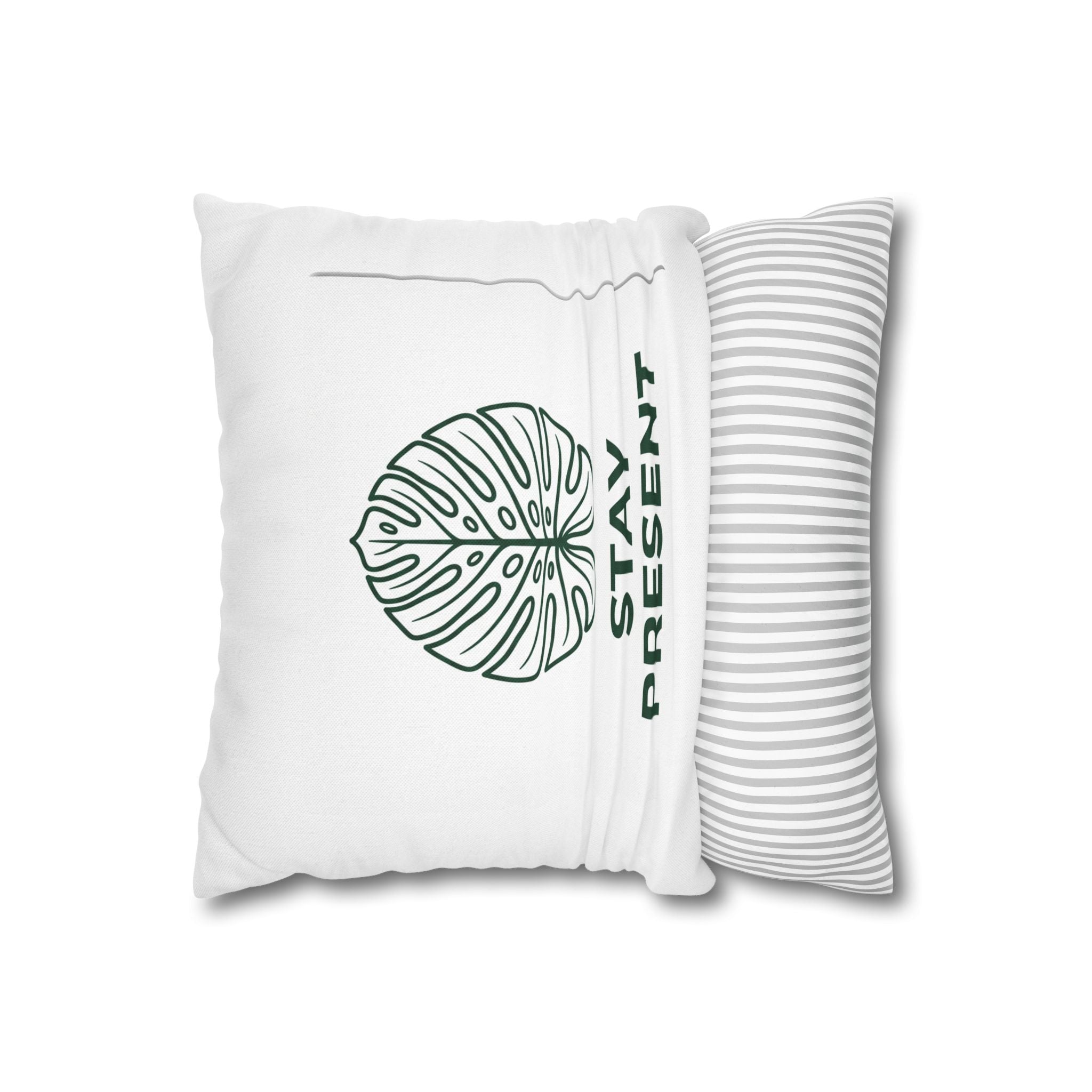 Stay Present Monstera Pillow - Minimalist Decorative Throw Pillow