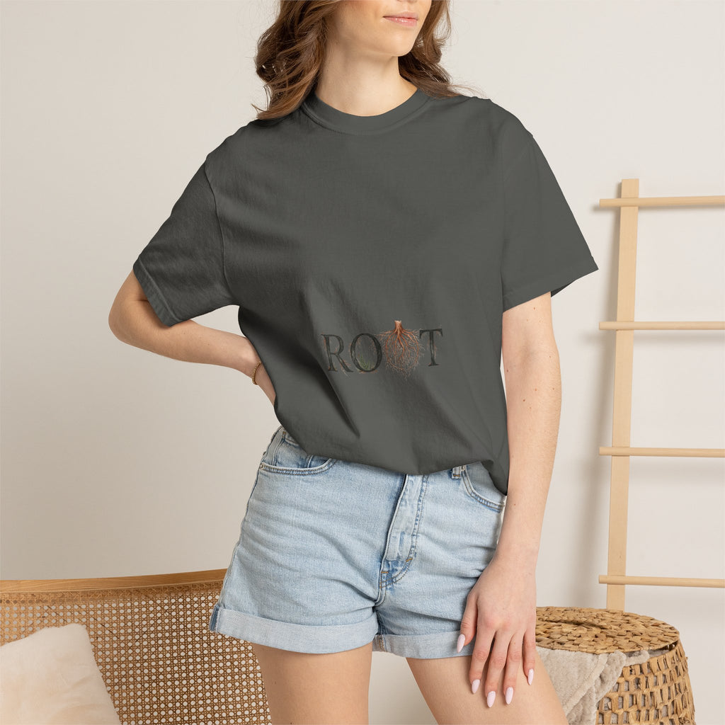 Root Floral Graphic T-Shirt — 'ROOT' Botanical Typography Tee