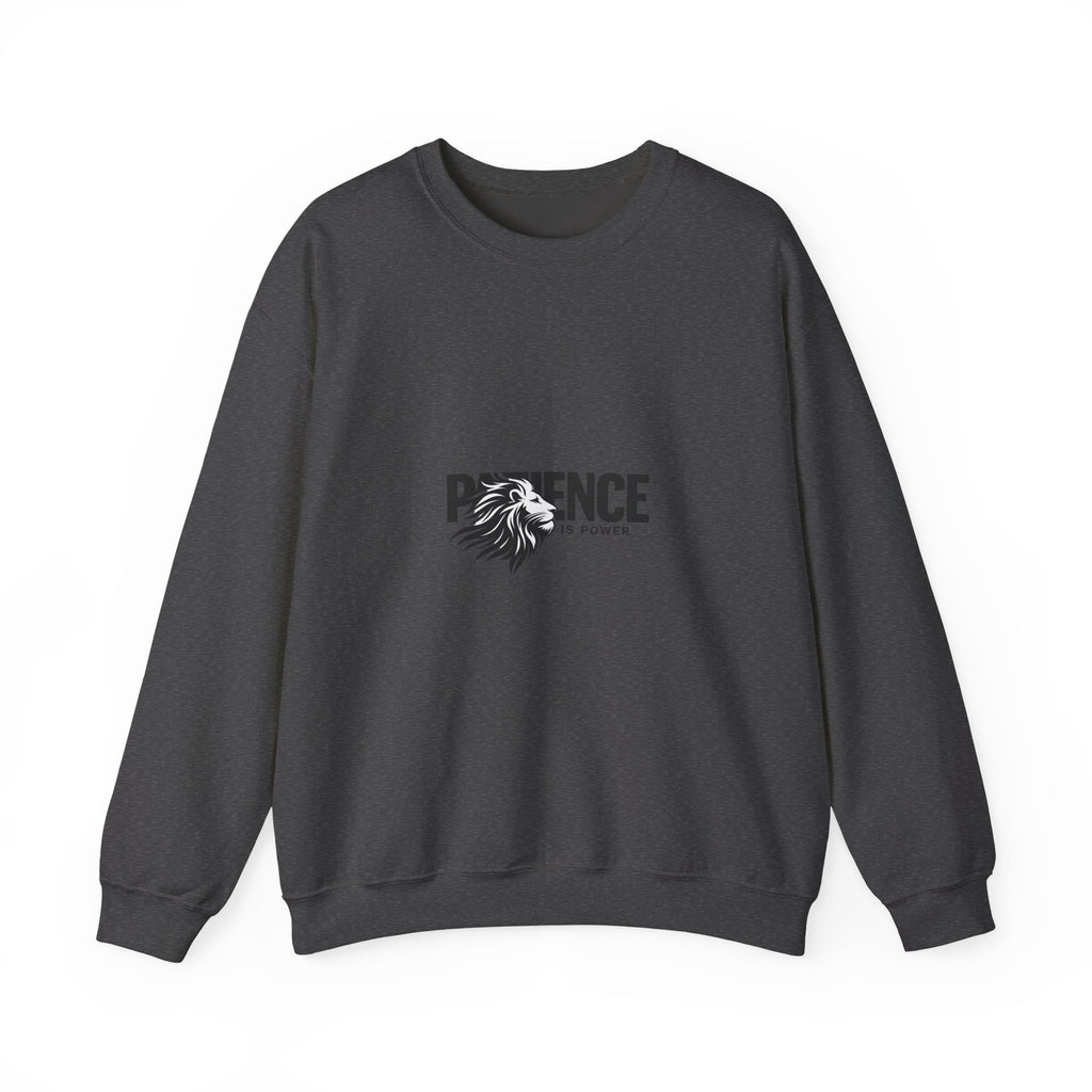 Patience Is Power Crewneck Sweatshirt — Lion Graphic Inspirational Pullover