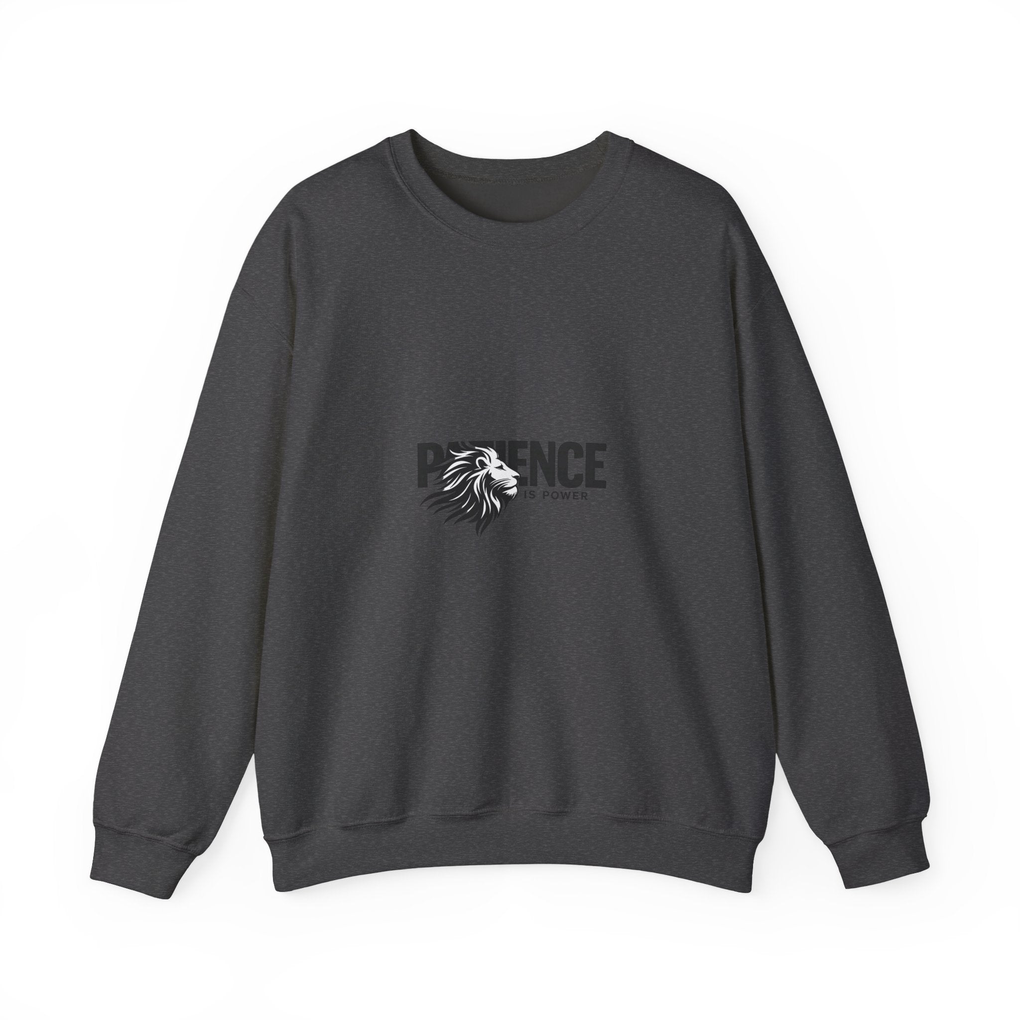 Patience Is Power Crewneck Sweatshirt — Lion Graphic Inspirational Pullover