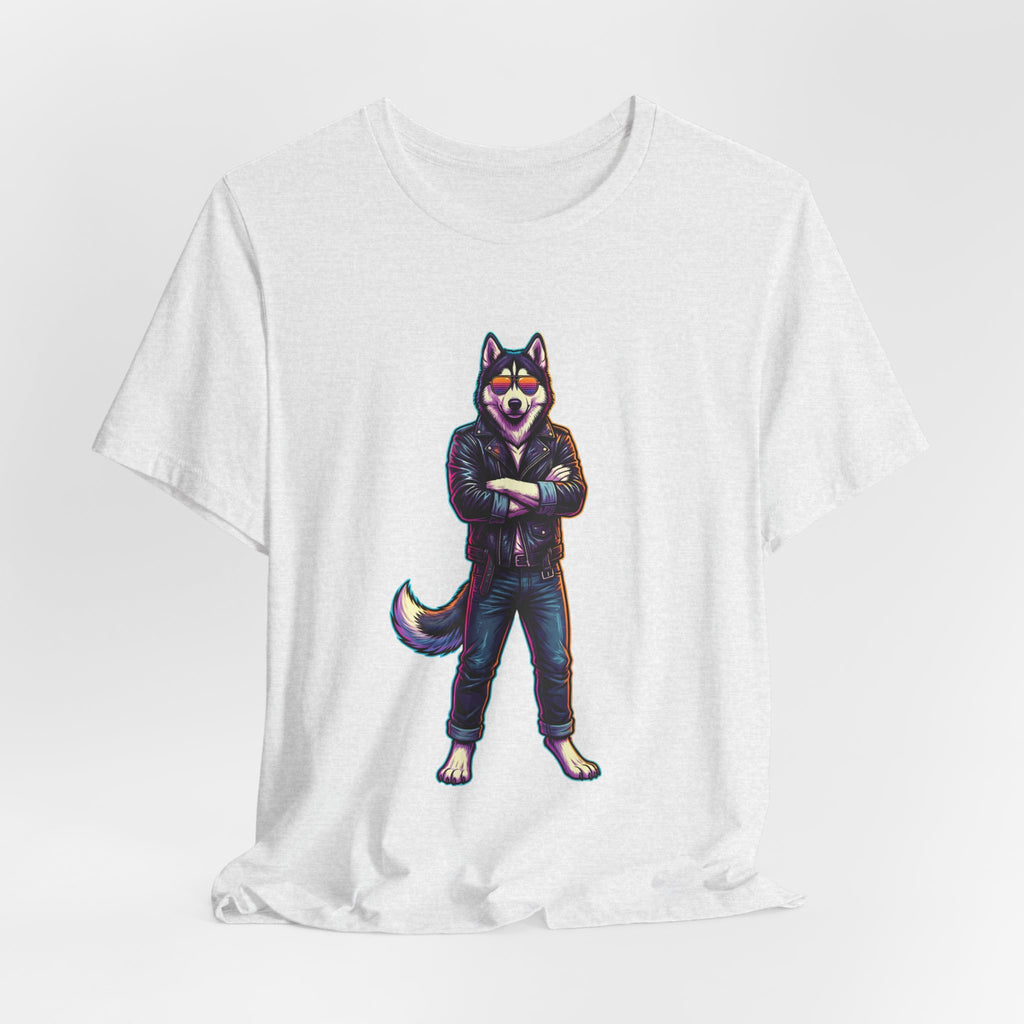 Cool Husky Graphic Tee — Standing Husky in Jacket T-Shirt