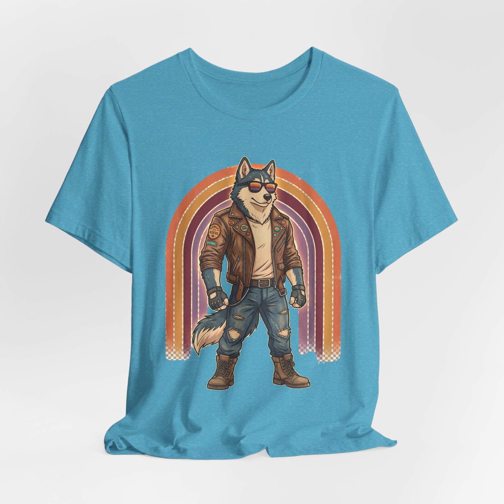 Retro Biker Husky T-Shirt — Cool Dog in Leather Jacket Graphic Tee