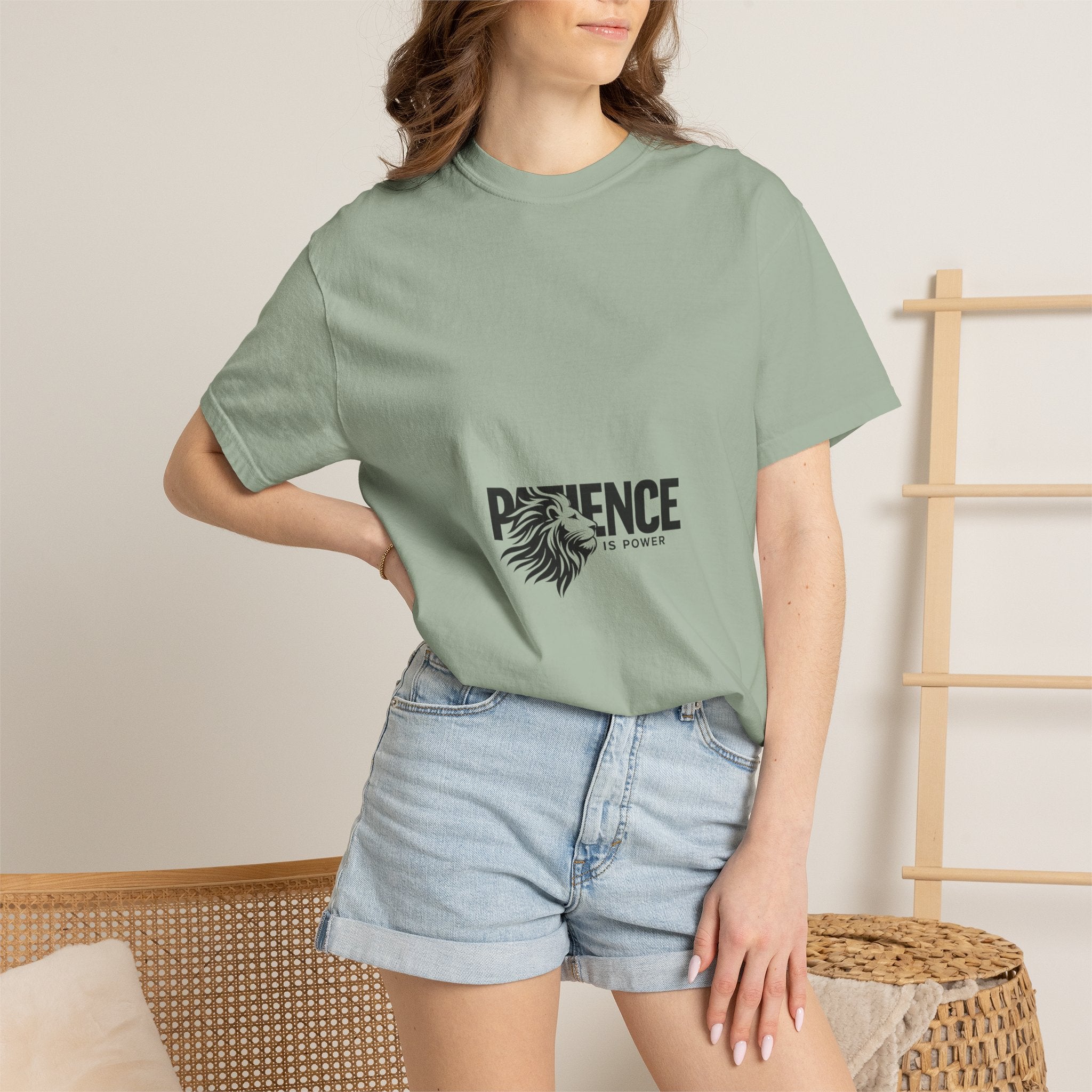 Patience Is Power T‑Shirt — Lion Graphic Inspirational Tee