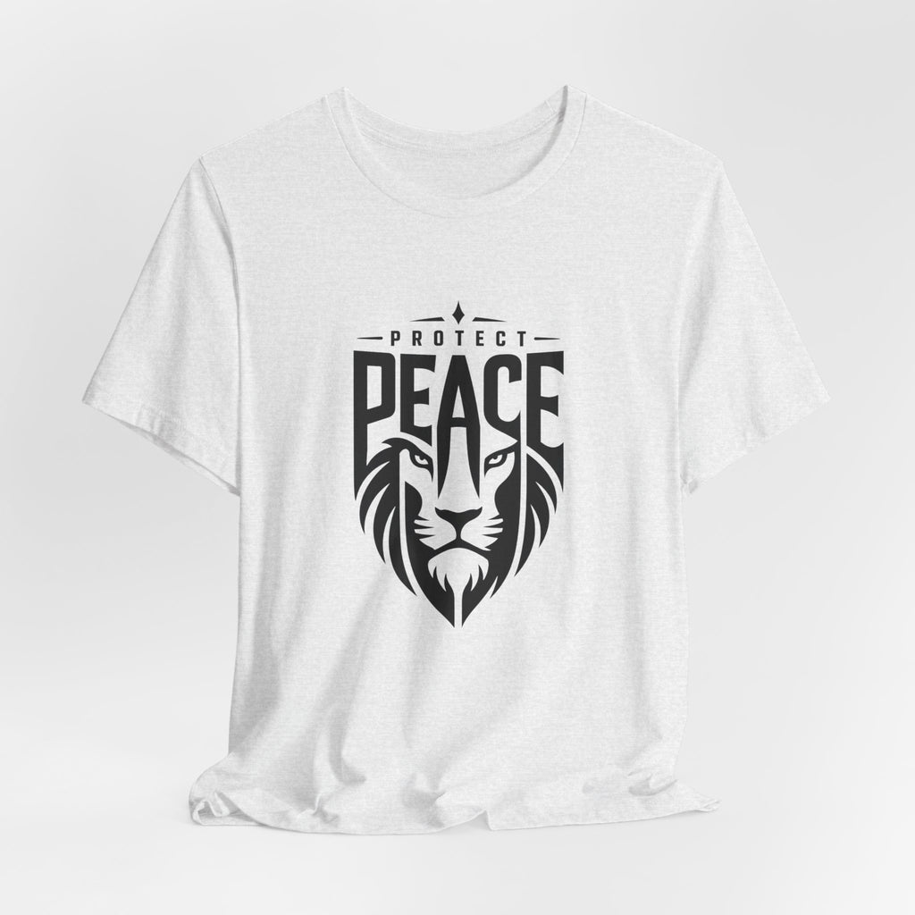Protect Peace Lion T-Shirt — Graphic Tee with Lion Shield Design