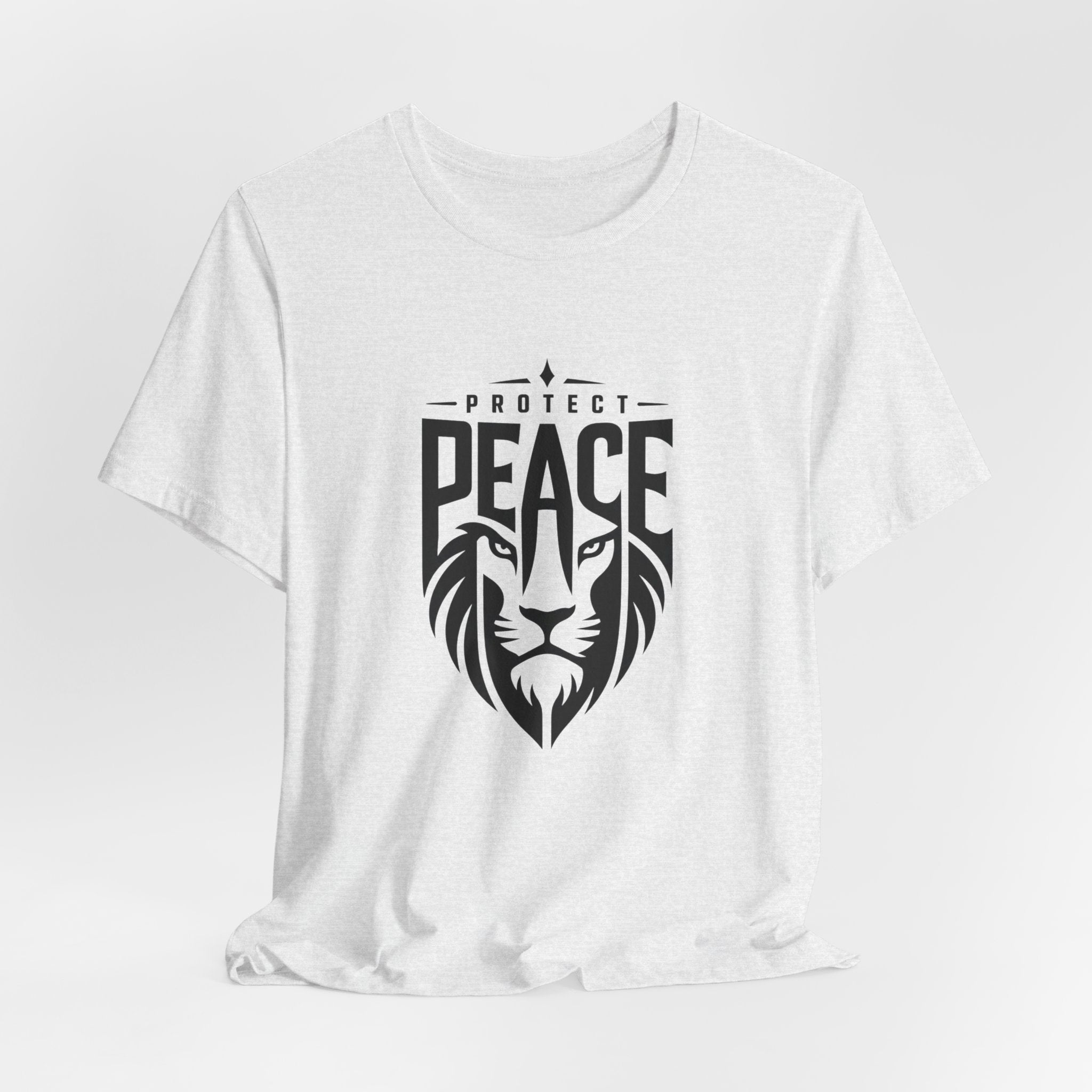 Protect Peace Lion T-Shirt — Graphic Tee with Lion Shield Design