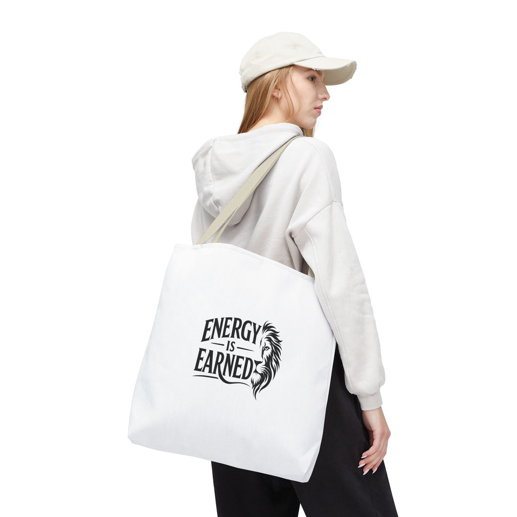 Energy Is Earned Tote Bag - Motivational Gym & Fitness Canvas Tote