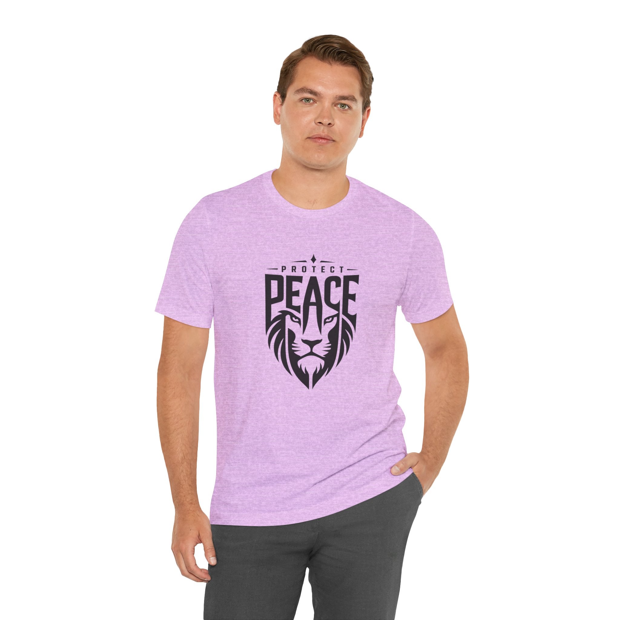 Protect Peace Lion T-Shirt — Graphic Tee with Lion Shield Design
