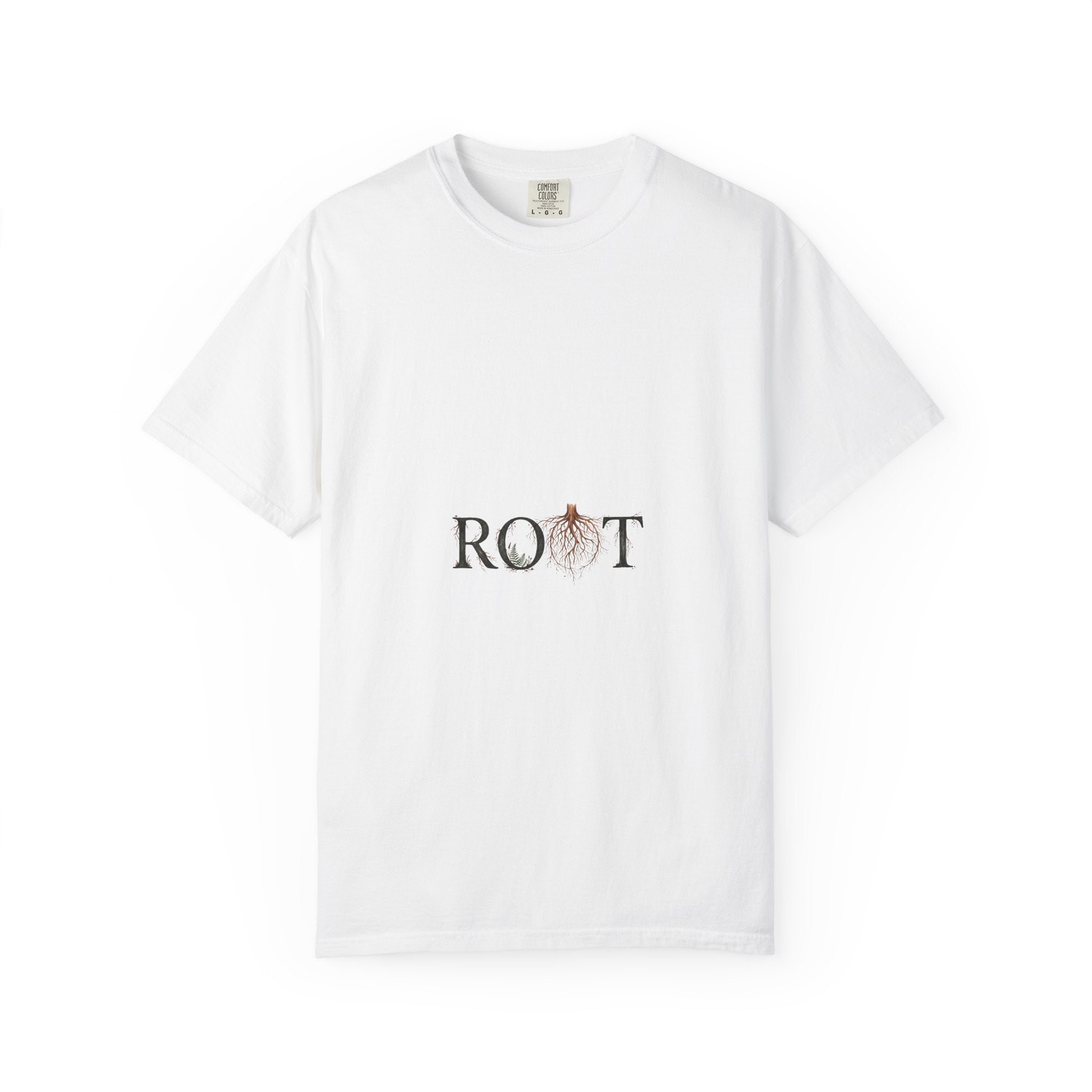 Root Floral Graphic T-Shirt — 'ROOT' Botanical Typography Tee