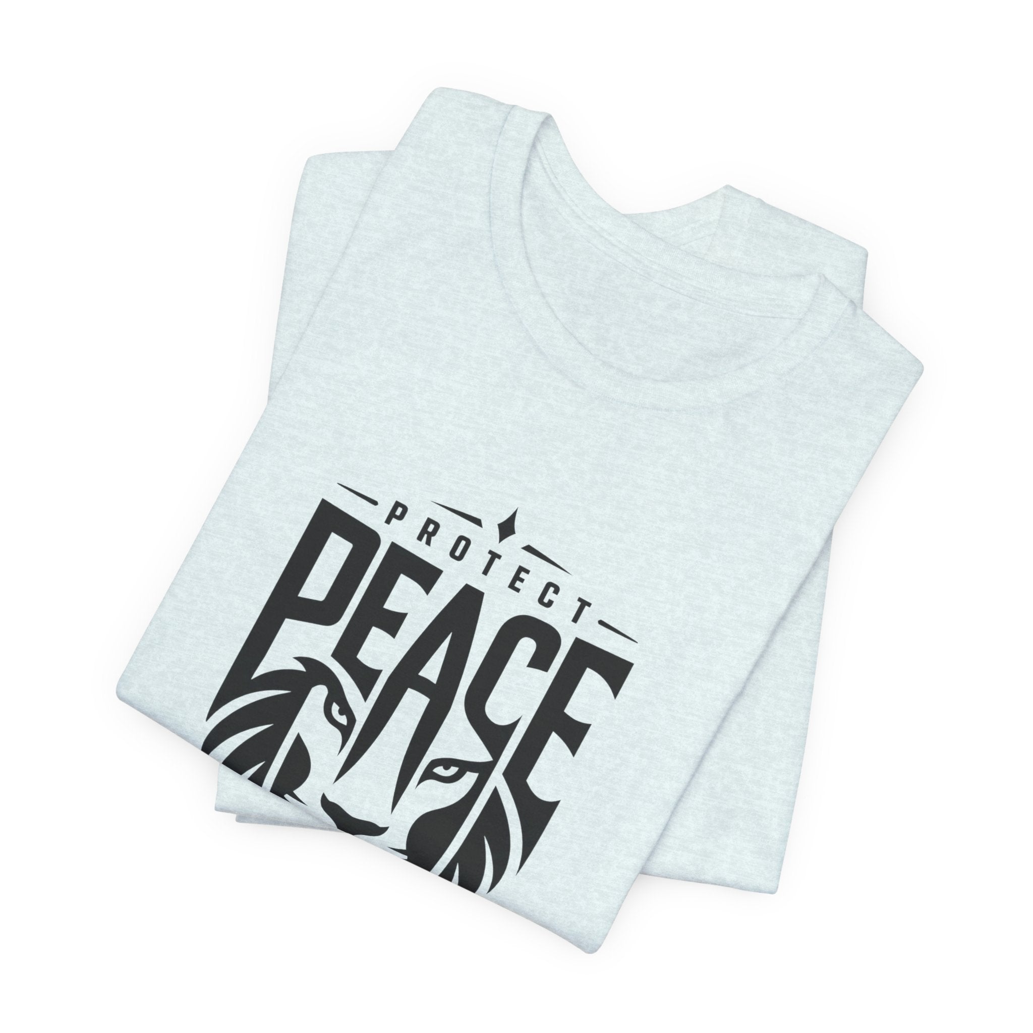Protect Peace Lion T-Shirt — Graphic Tee with Lion Shield Design