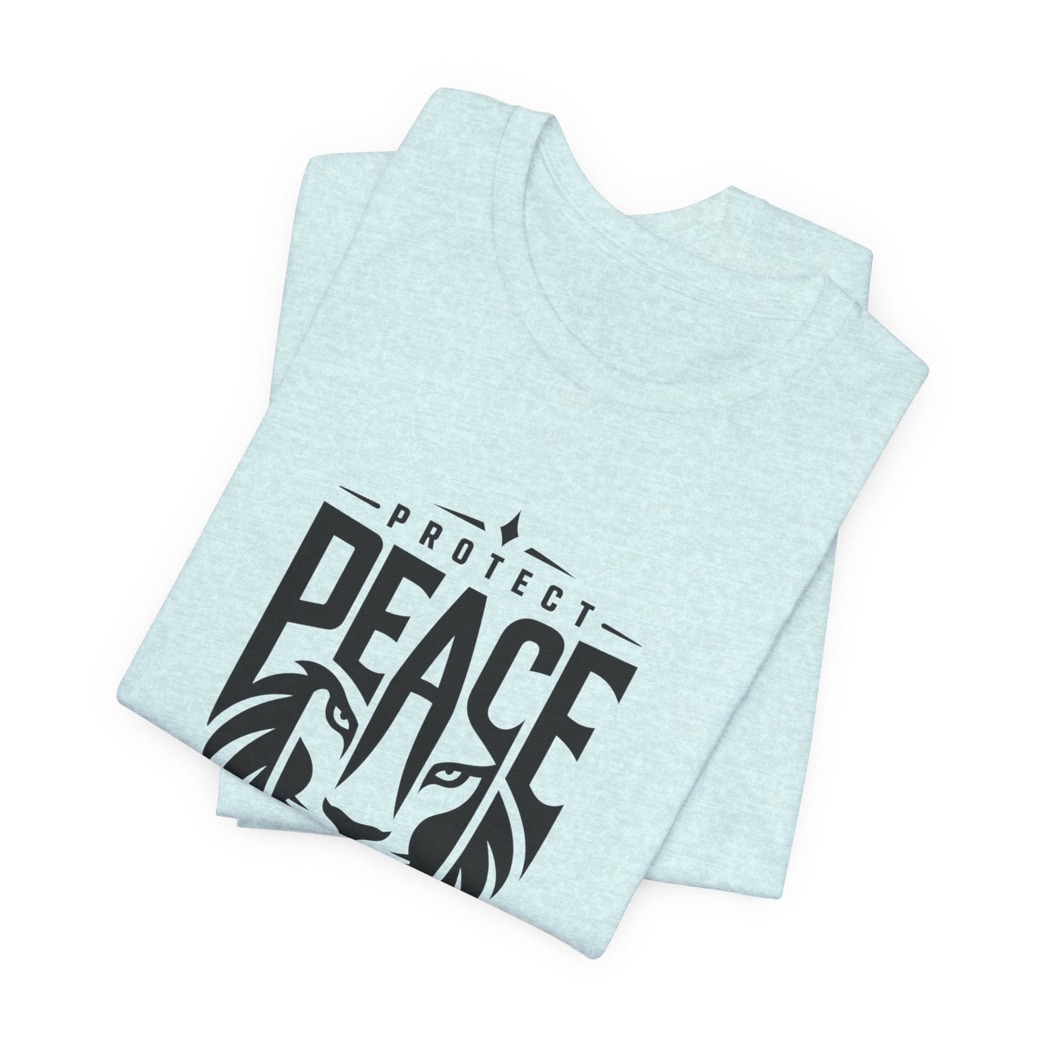 Protect Peace Lion T-Shirt — Graphic Tee with Lion Shield Design