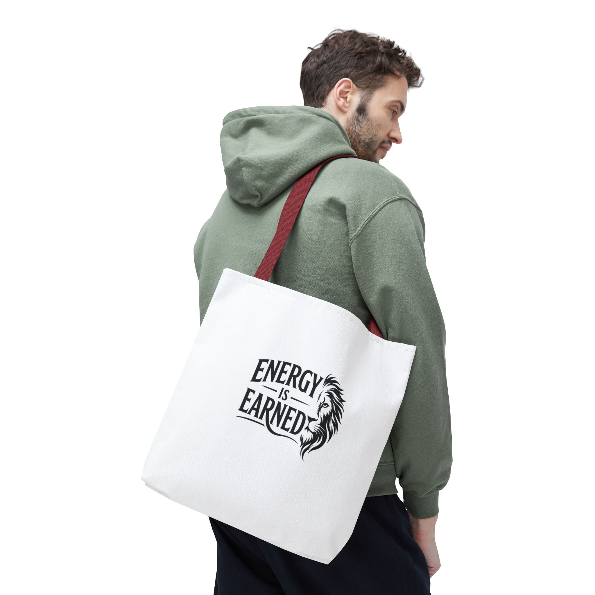 Energy Is Earned Tote Bag - Motivational Gym & Fitness Canvas Tote