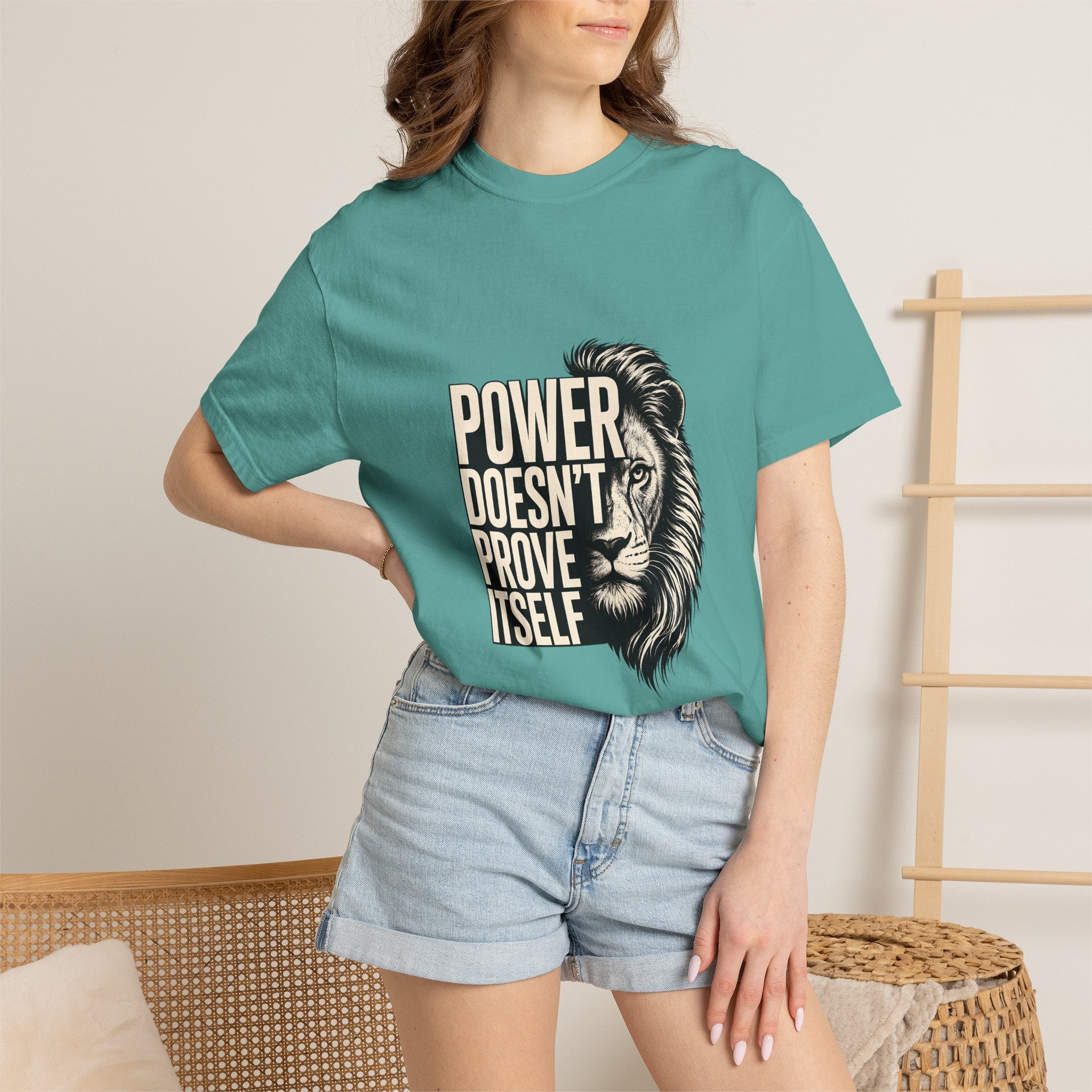 Lion 'Power Doesn't Prove Itself' Graphic T-Shirt