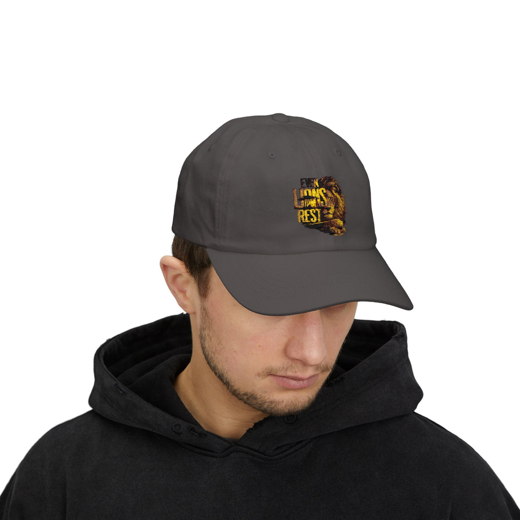 Lion Graphic Dad Cap — "Ever Lifts Rest" Embroidered Baseball Hat