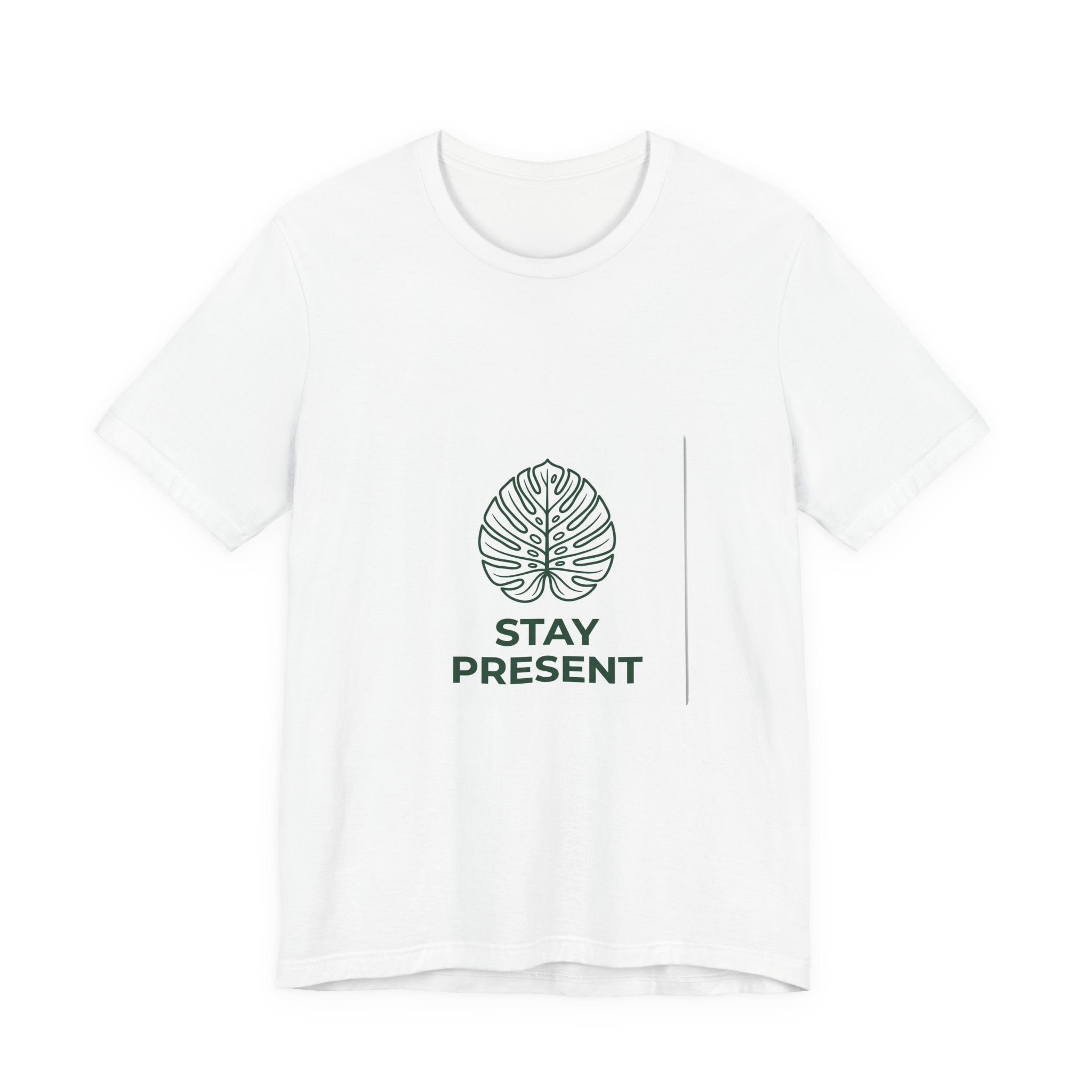 Stay Present Tee — Minimalist Monstera Leaf Graphic T-Shirt