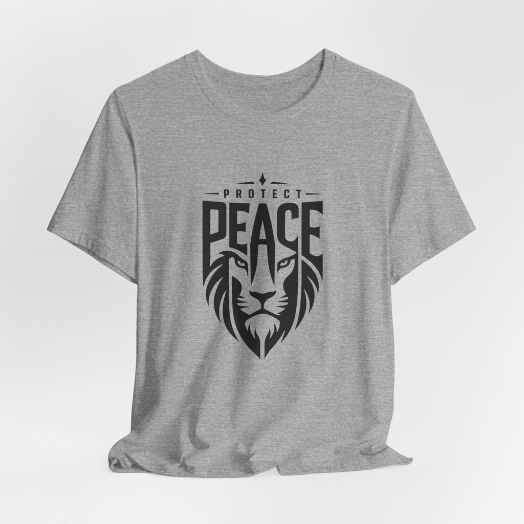 Protect Peace Lion T-Shirt — Graphic Tee with Lion Shield Design
