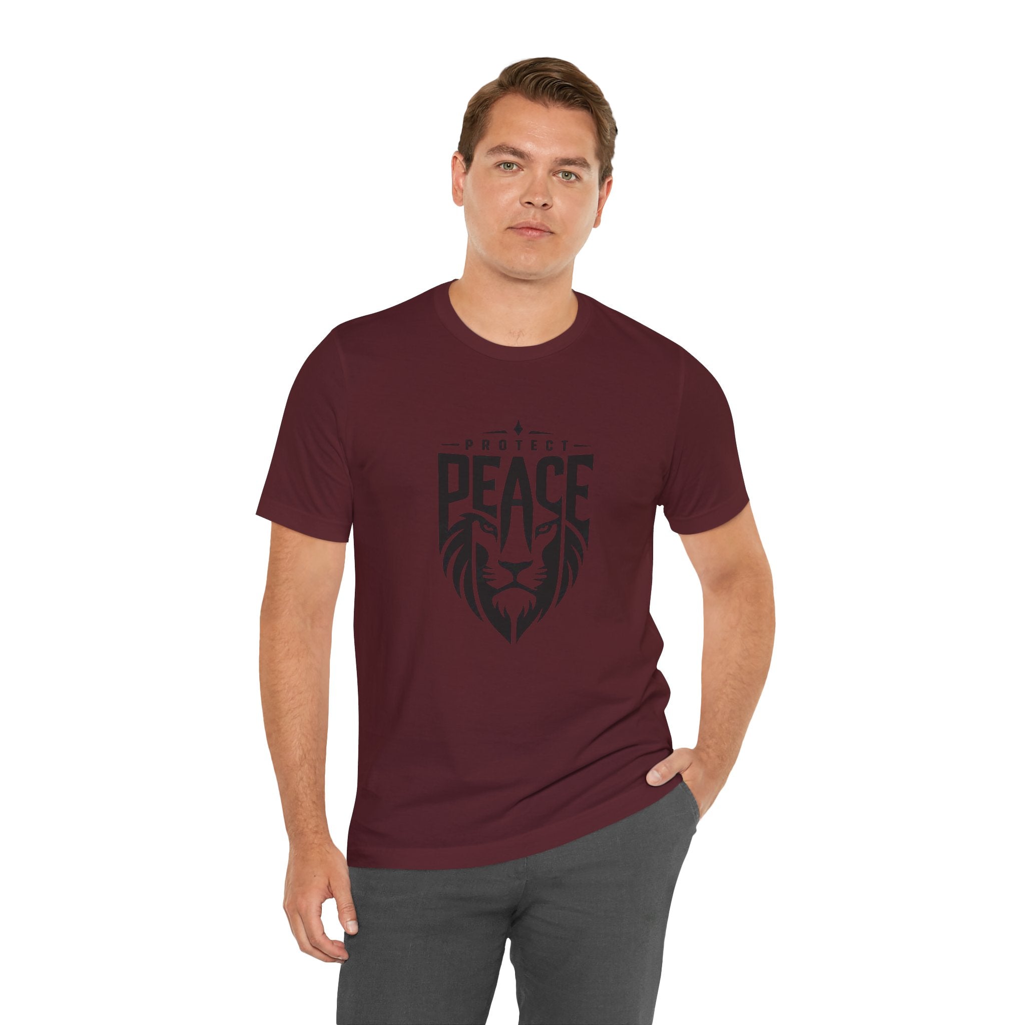Protect Peace Lion T-Shirt — Graphic Tee with Lion Shield Design