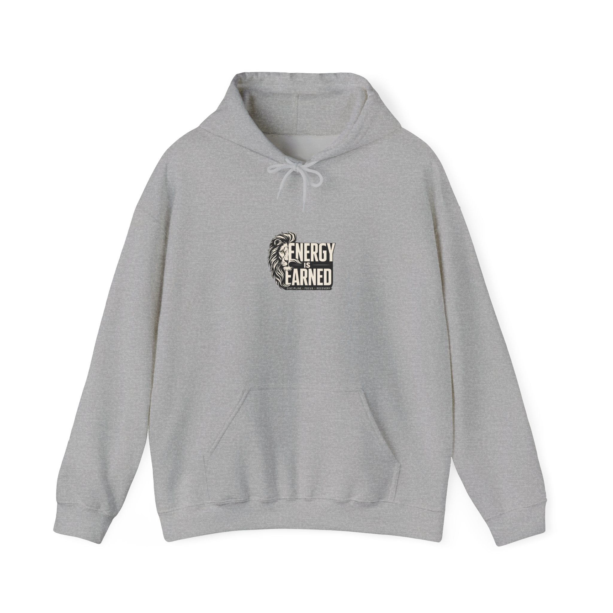 Energy Earned Hoodie — Workout Motivation Chest Logo