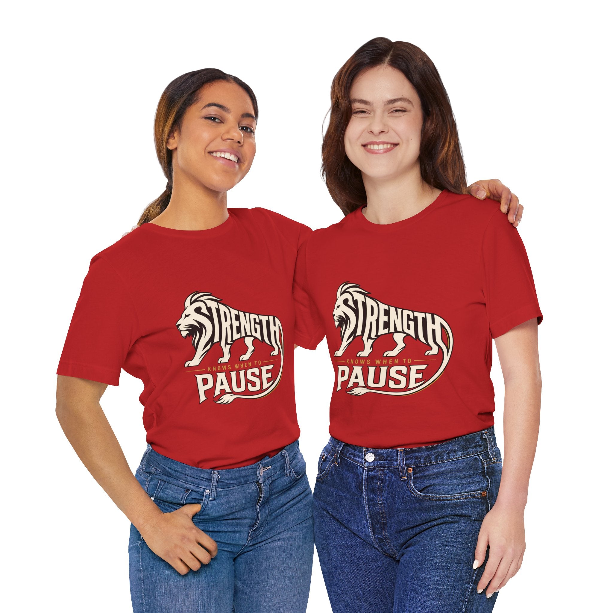 Strength In Pause T-Shirt — Lion Graphic Motivational Tee