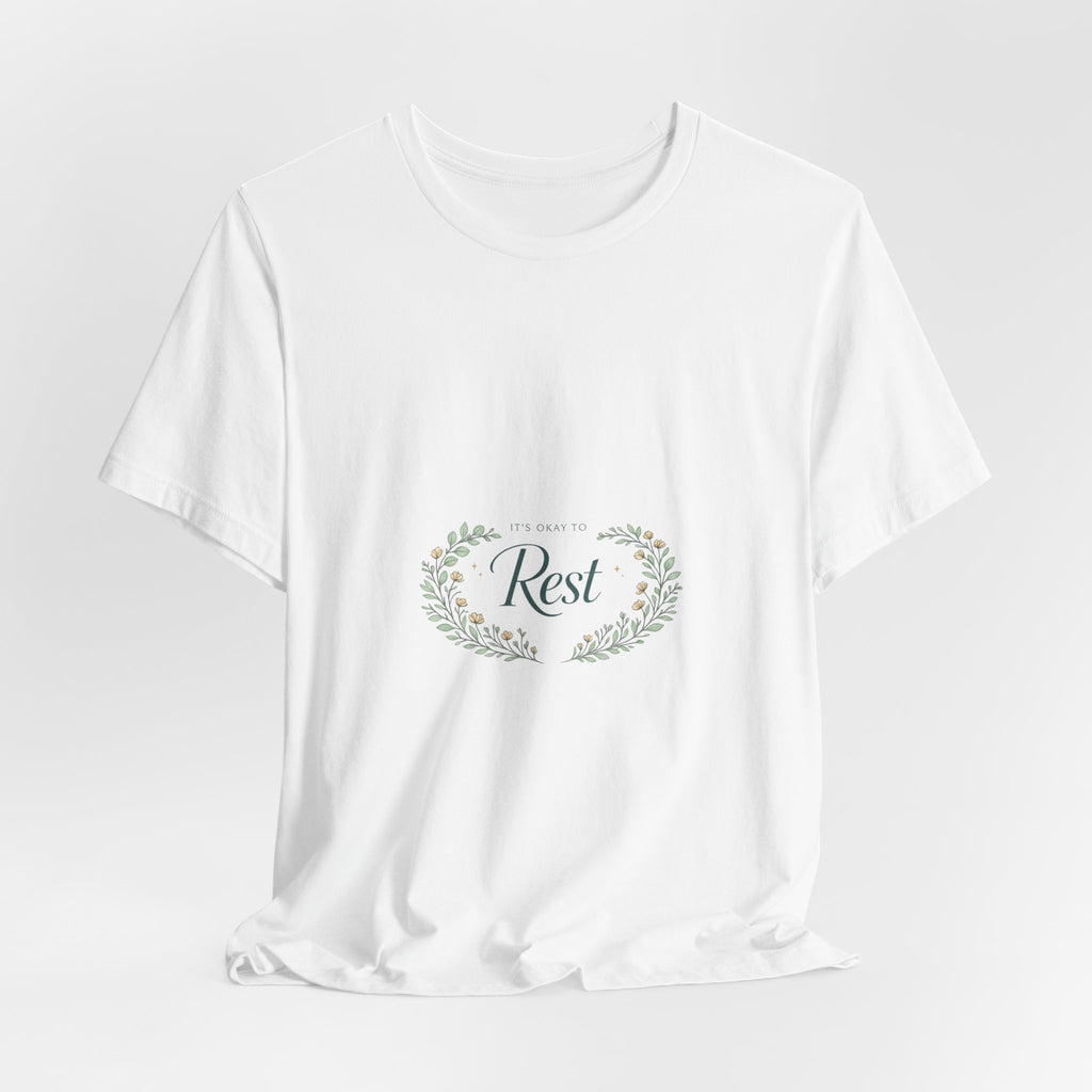 Rest Floral Tee — Relaxation White Short Sleeve Shirt