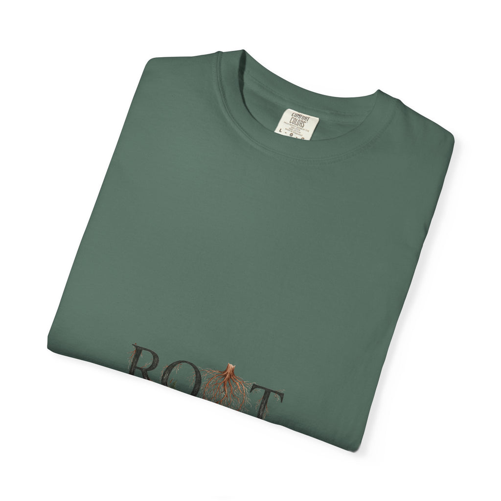 Root Floral Graphic T-Shirt — 'ROOT' Botanical Typography Tee