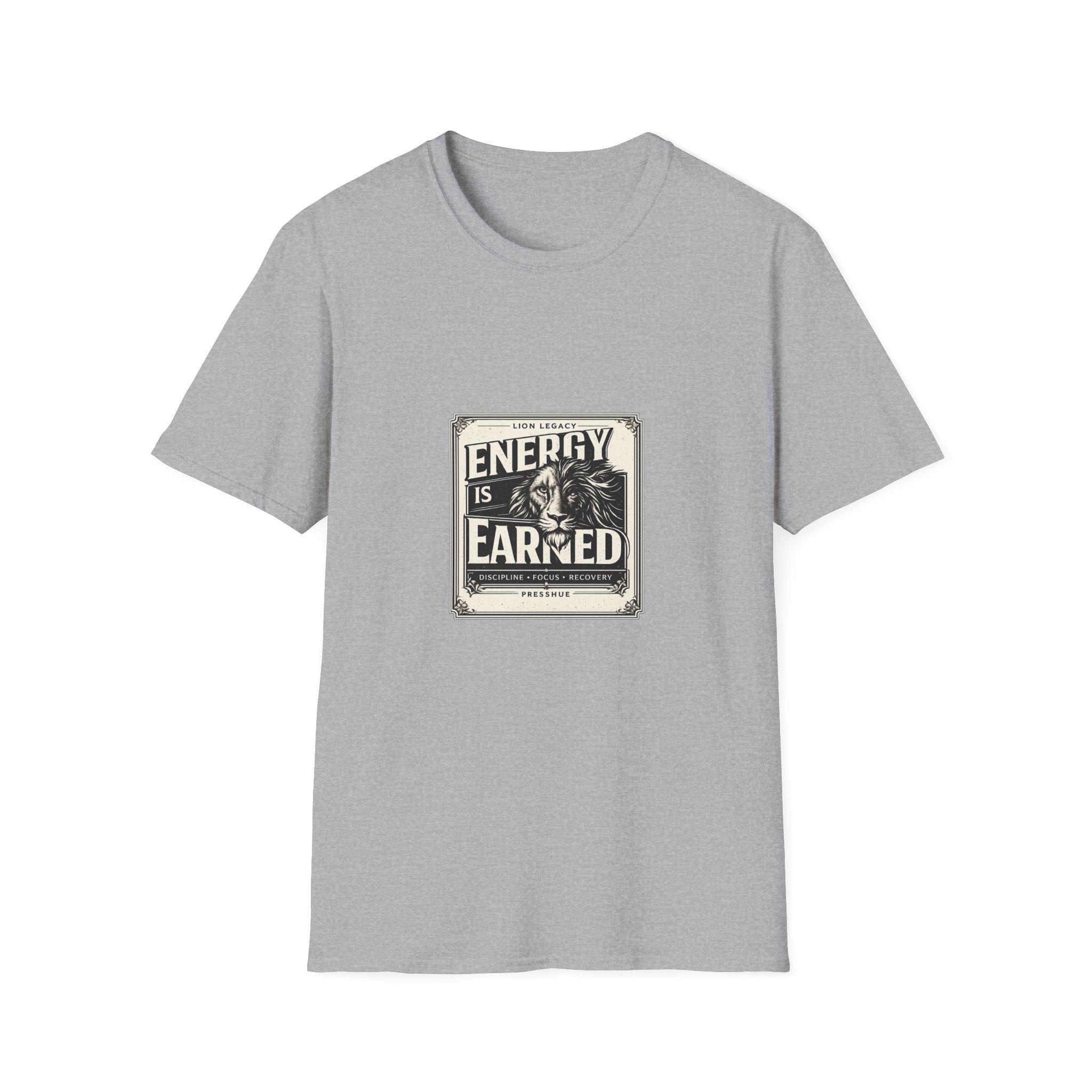 Energy Is Earned Lion T-Shirt — Motivational Vintage Fitness Tee