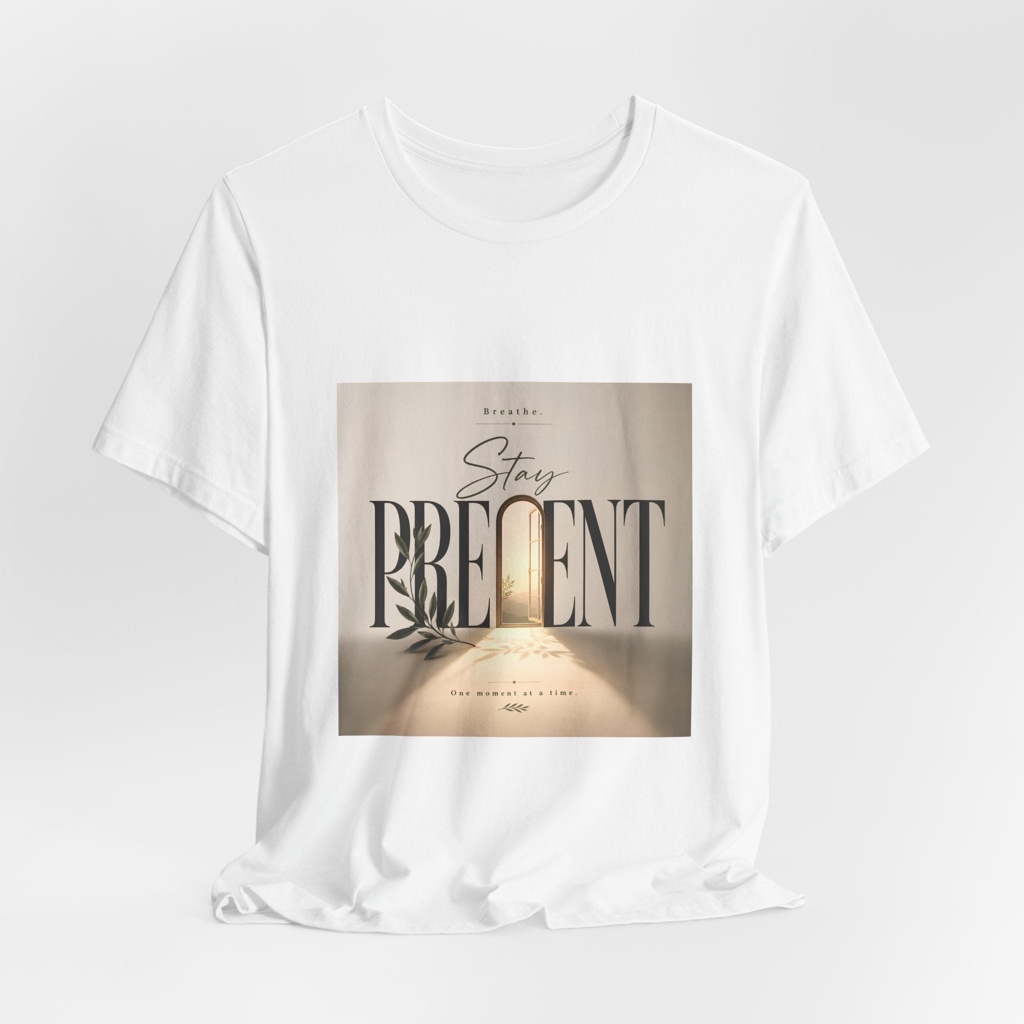 Stay Present Tee — Inspirational Mindfulness T-Shirt with Scenic Design