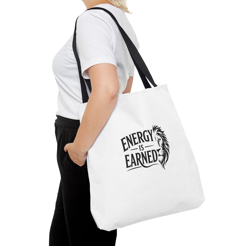 Energy Is Earned Tote Bag - Motivational Gym & Fitness Canvas Tote