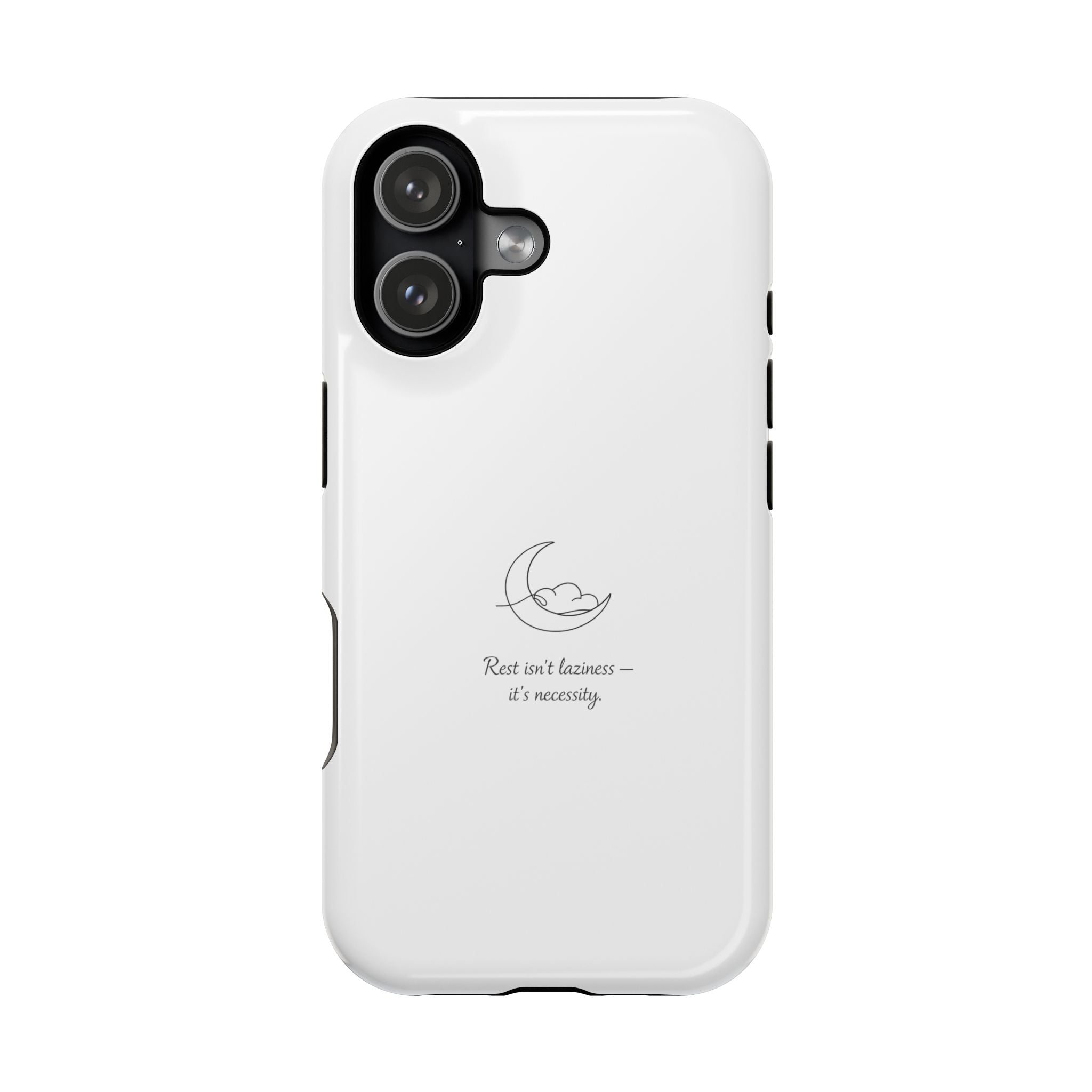 Magnetic Impact-Resistant Phone Case — Minimal Moon & 'Rest ain't business — it's serenity' Design