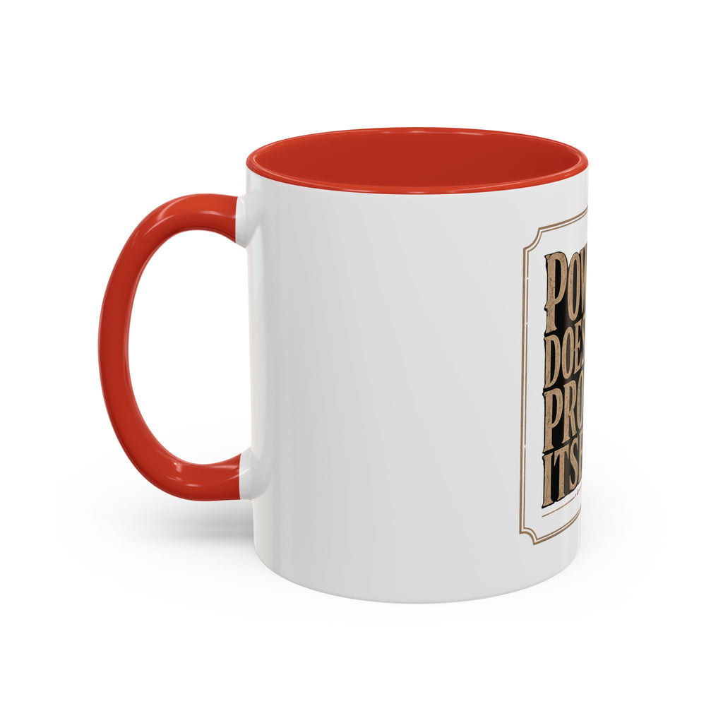 Lion 'Power Doesn't Prove Itself' Accent Coffee Mug — Motivational Animal Quote