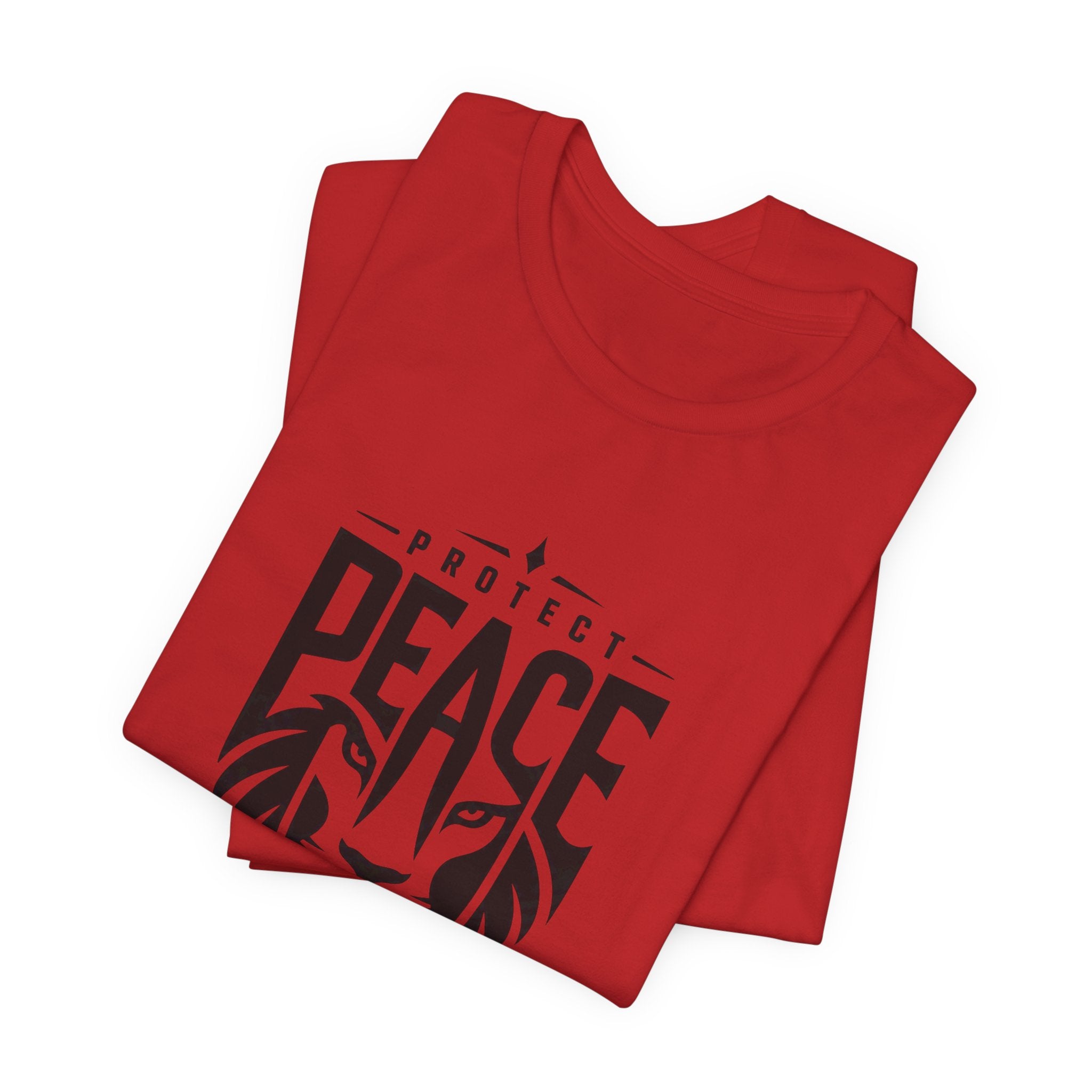 Protect Peace Lion T-Shirt — Graphic Tee with Lion Shield Design