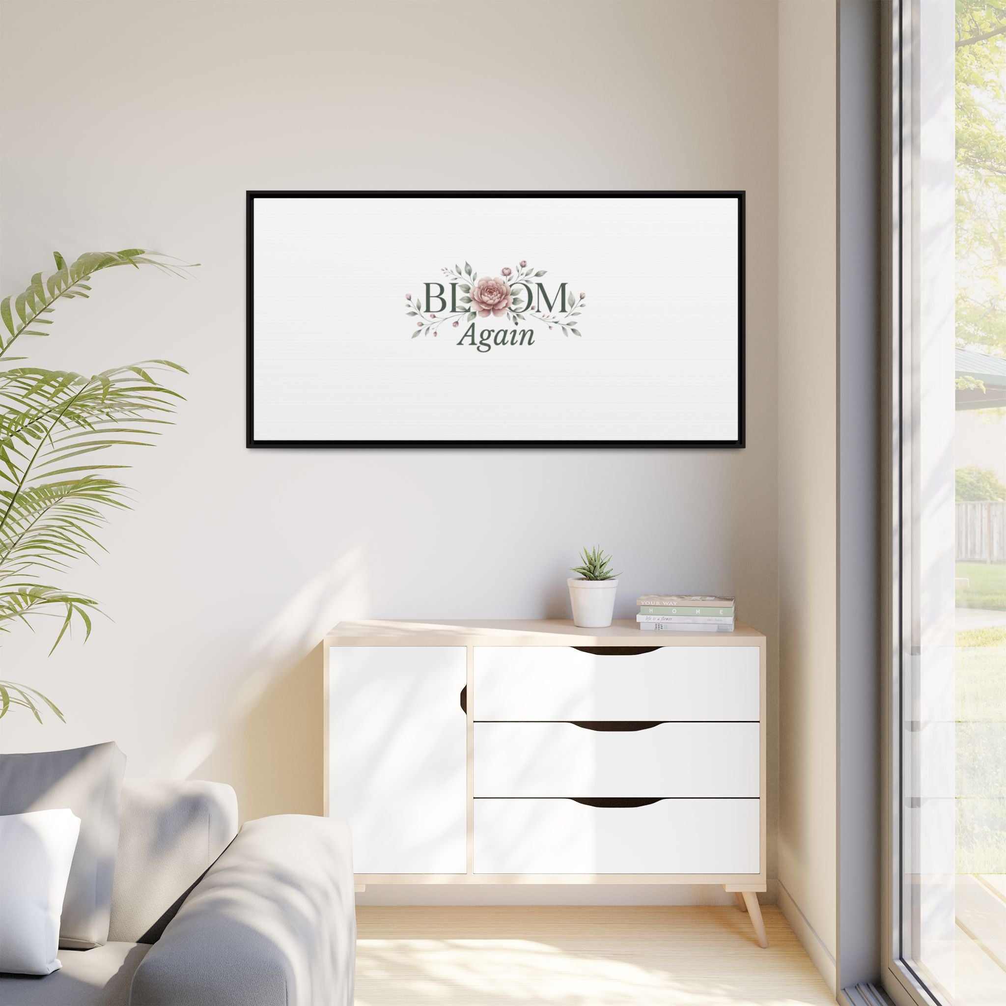 Bless Me Again Floral Matte Canvas Print, Framed Wall Art