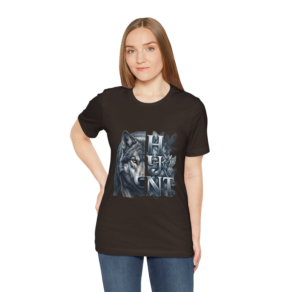 Wolf Elk Hunt T‑Shirt — Graphic Wildlife Hunting Tee