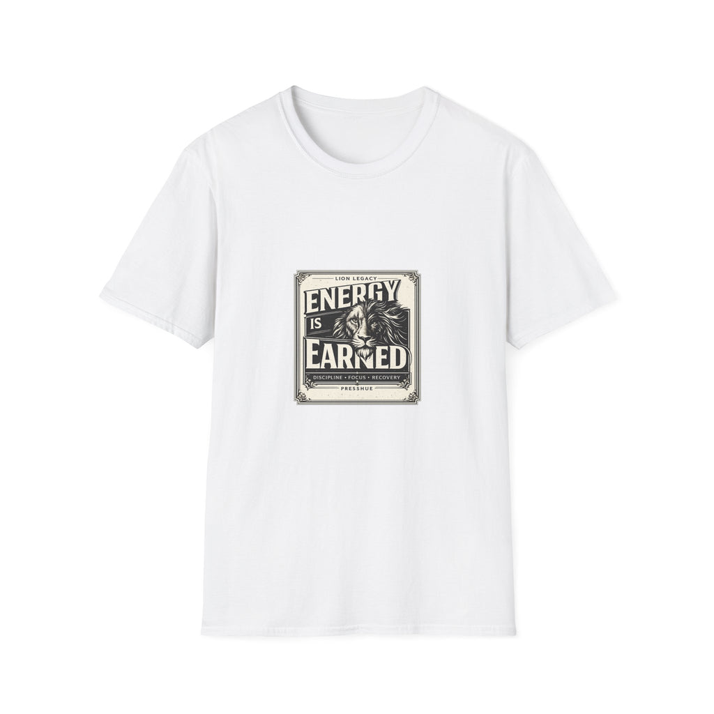 Energy Is Earned Lion T-Shirt — Motivational Vintage Fitness Tee